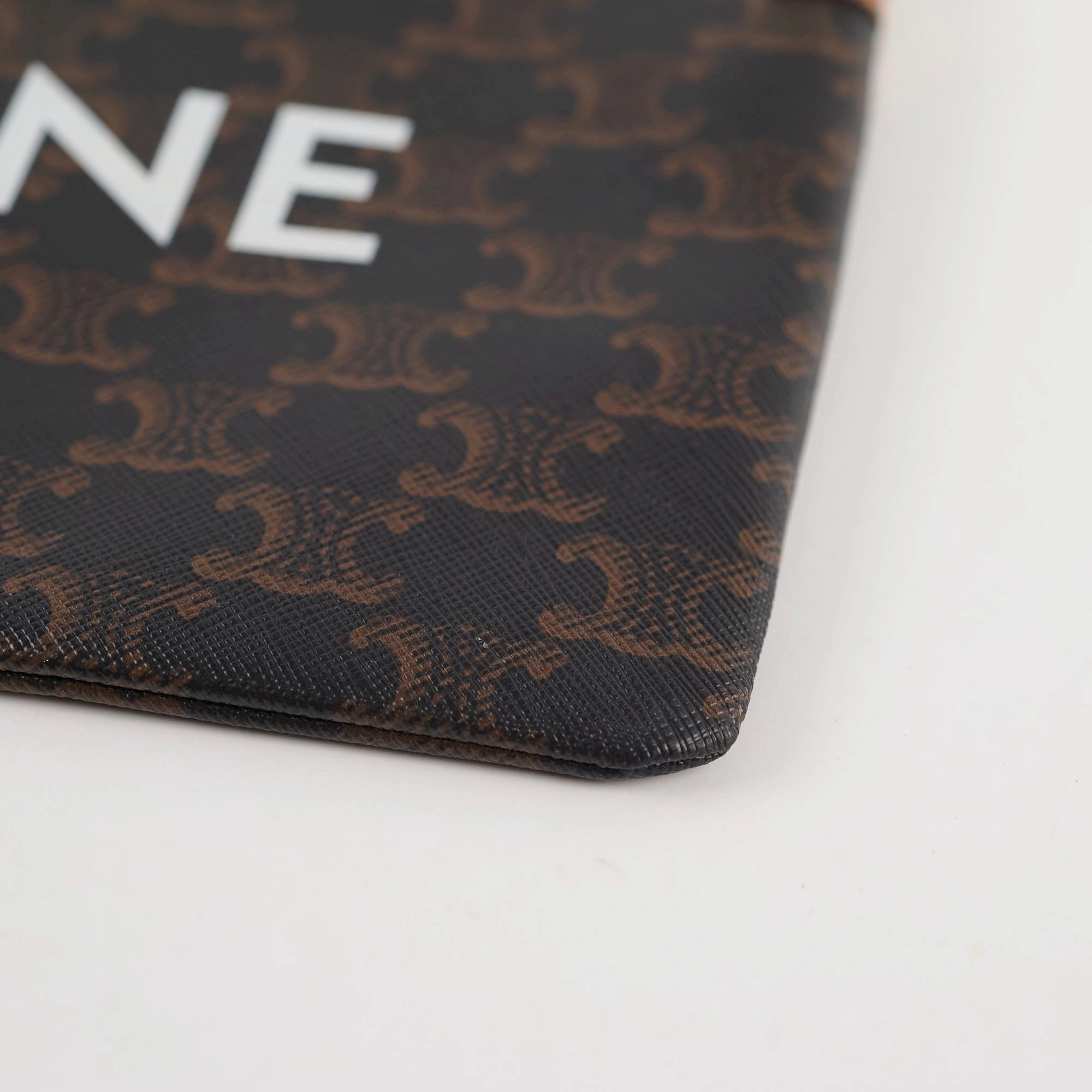 Celine Triomphe Logo Clutch Brown