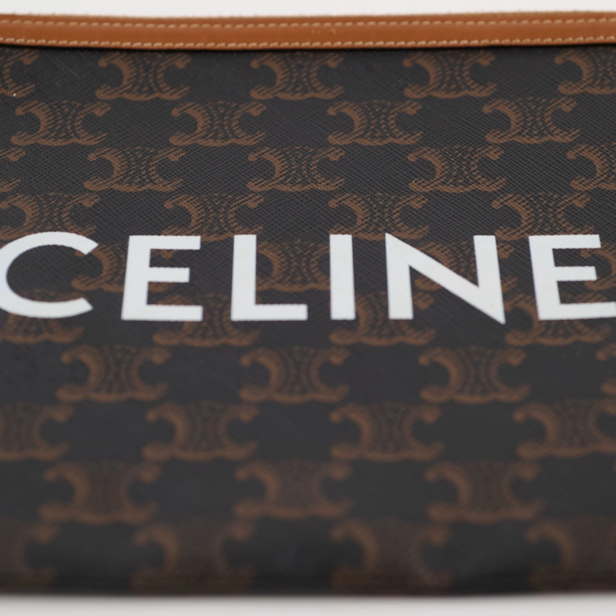 Celine Triomphe Logo Clutch Brown