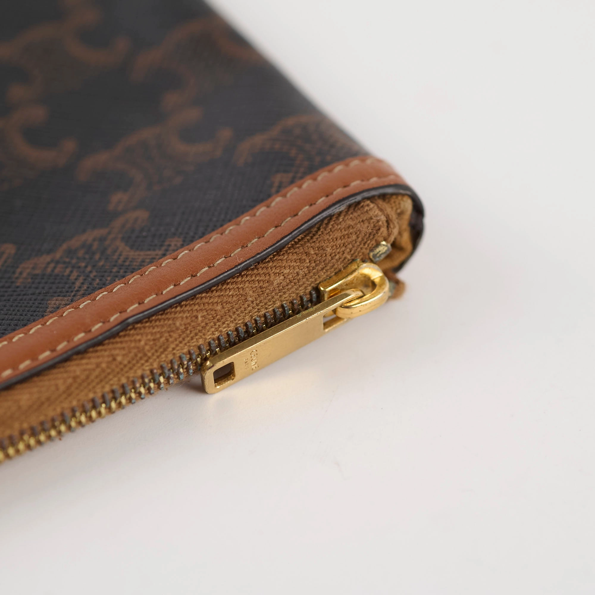Celine Triomphe Logo Clutch Brown