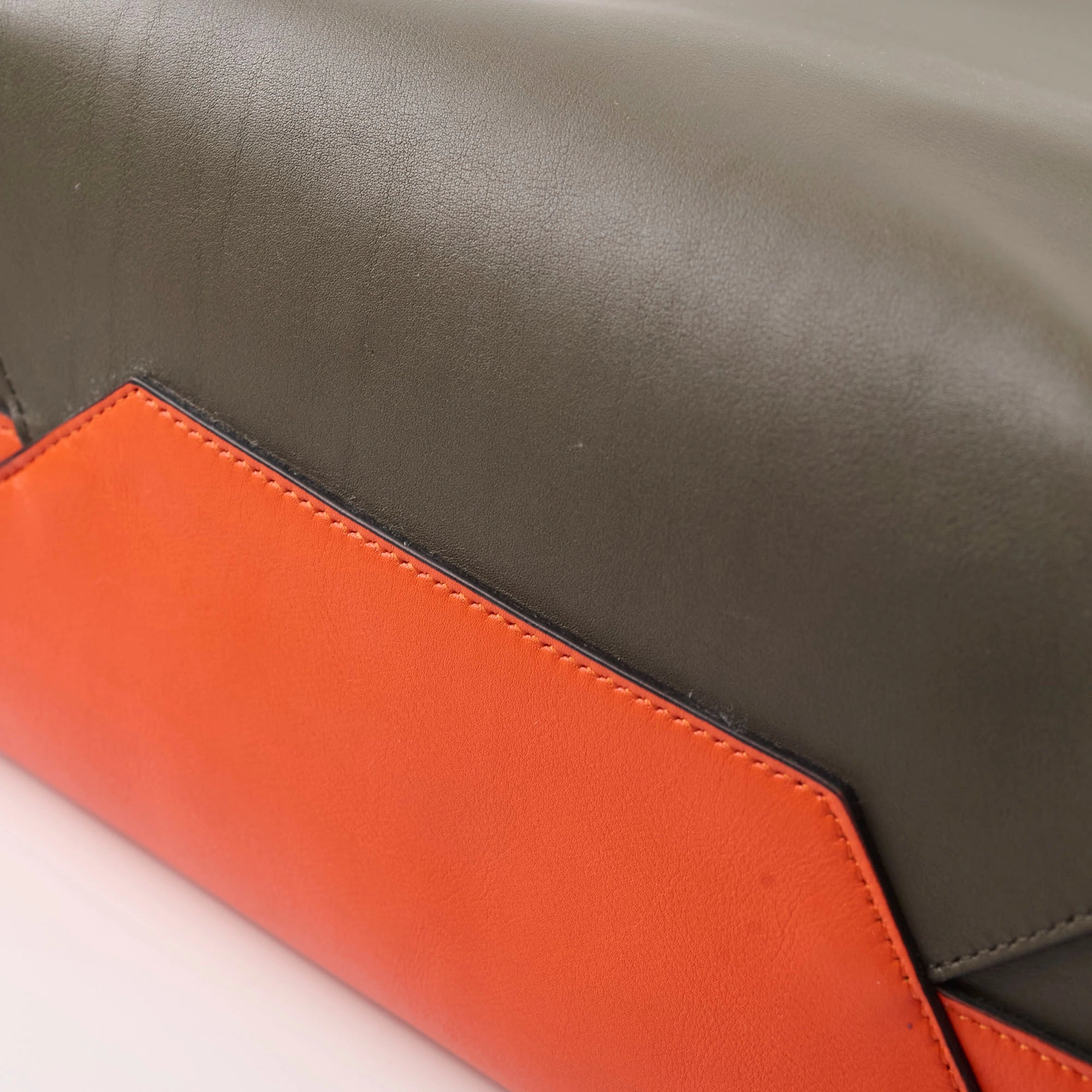 Celine Twisted Leather Cabas Tote Orange/Grey