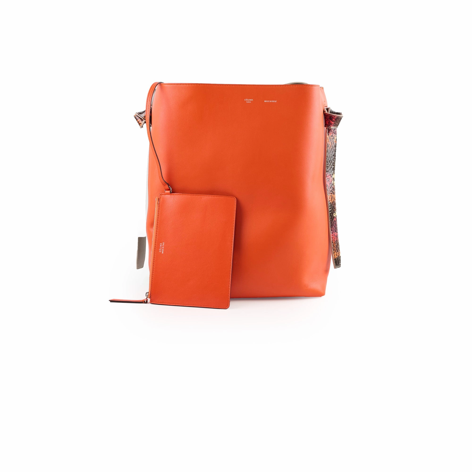 Celine Twisted Leather Cabas Tote Orange/Grey