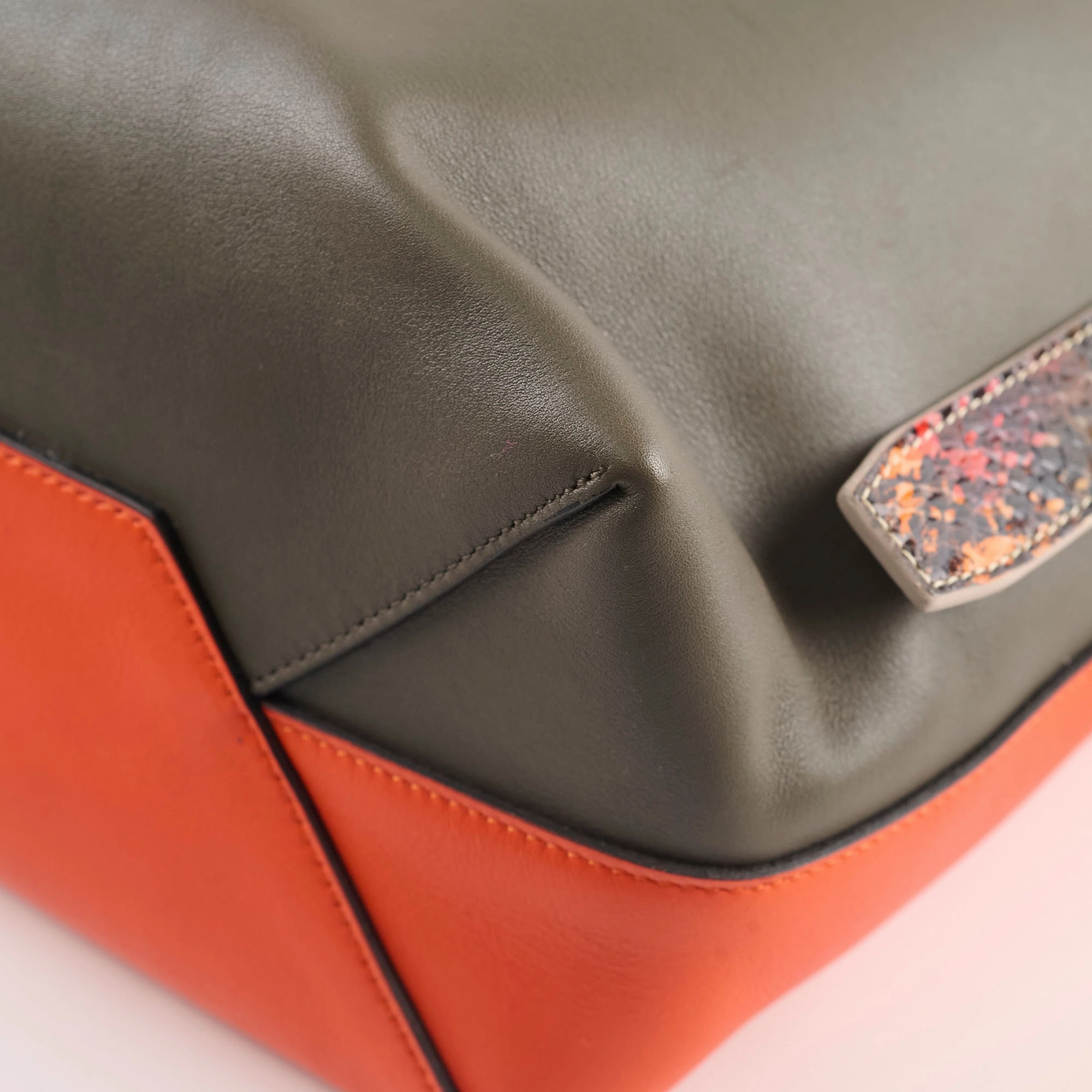 Celine Twisted Leather Cabas Tote Orange/Grey