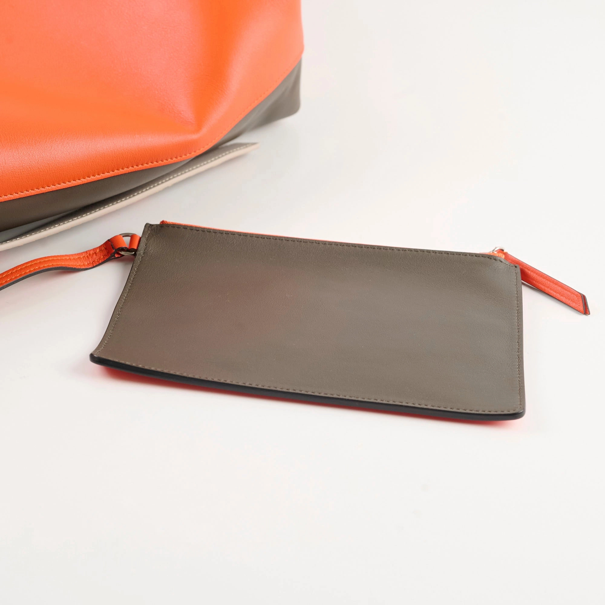 Celine Twisted Leather Cabas Tote Orange/Grey