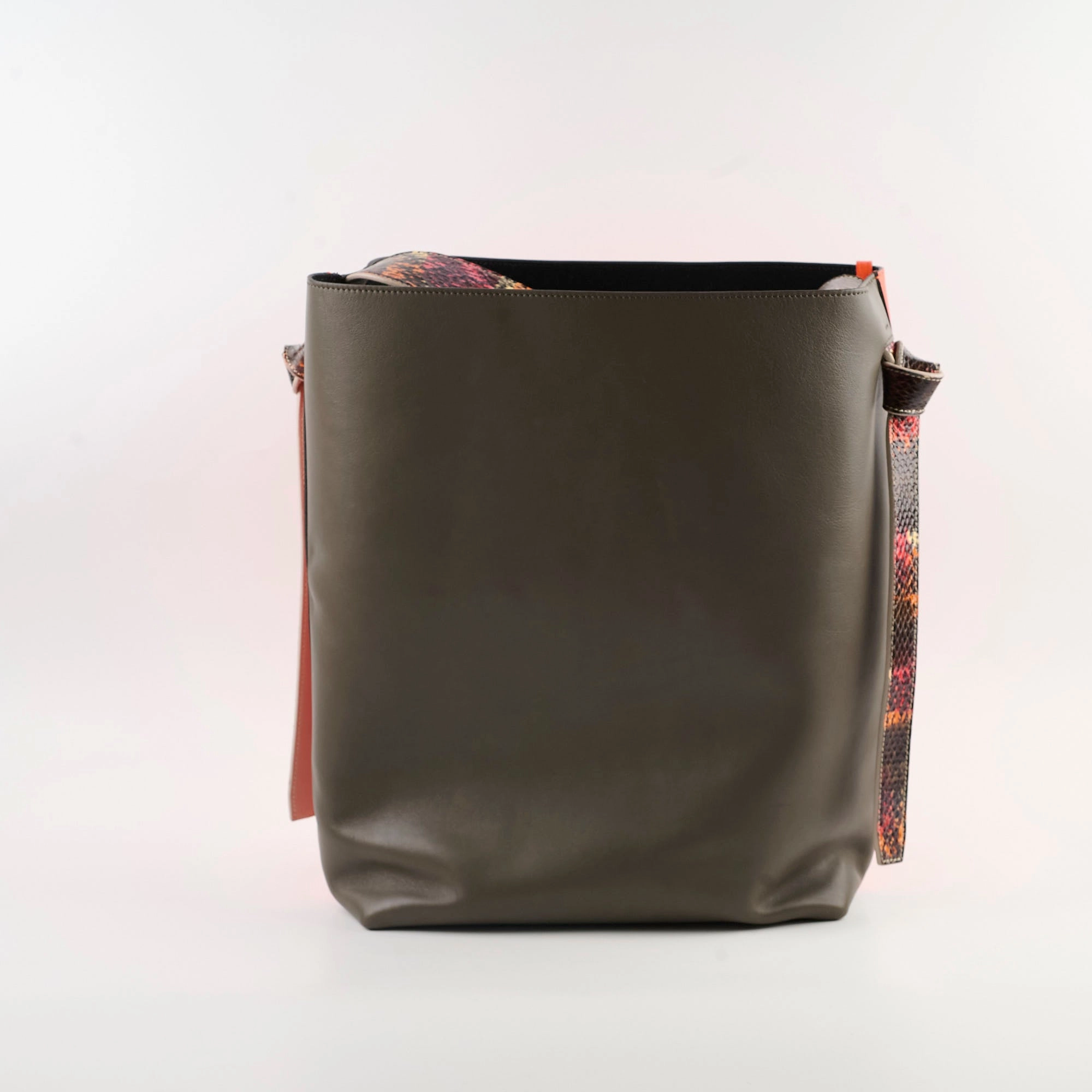 Celine Twisted Leather Cabas Tote Orange/Grey