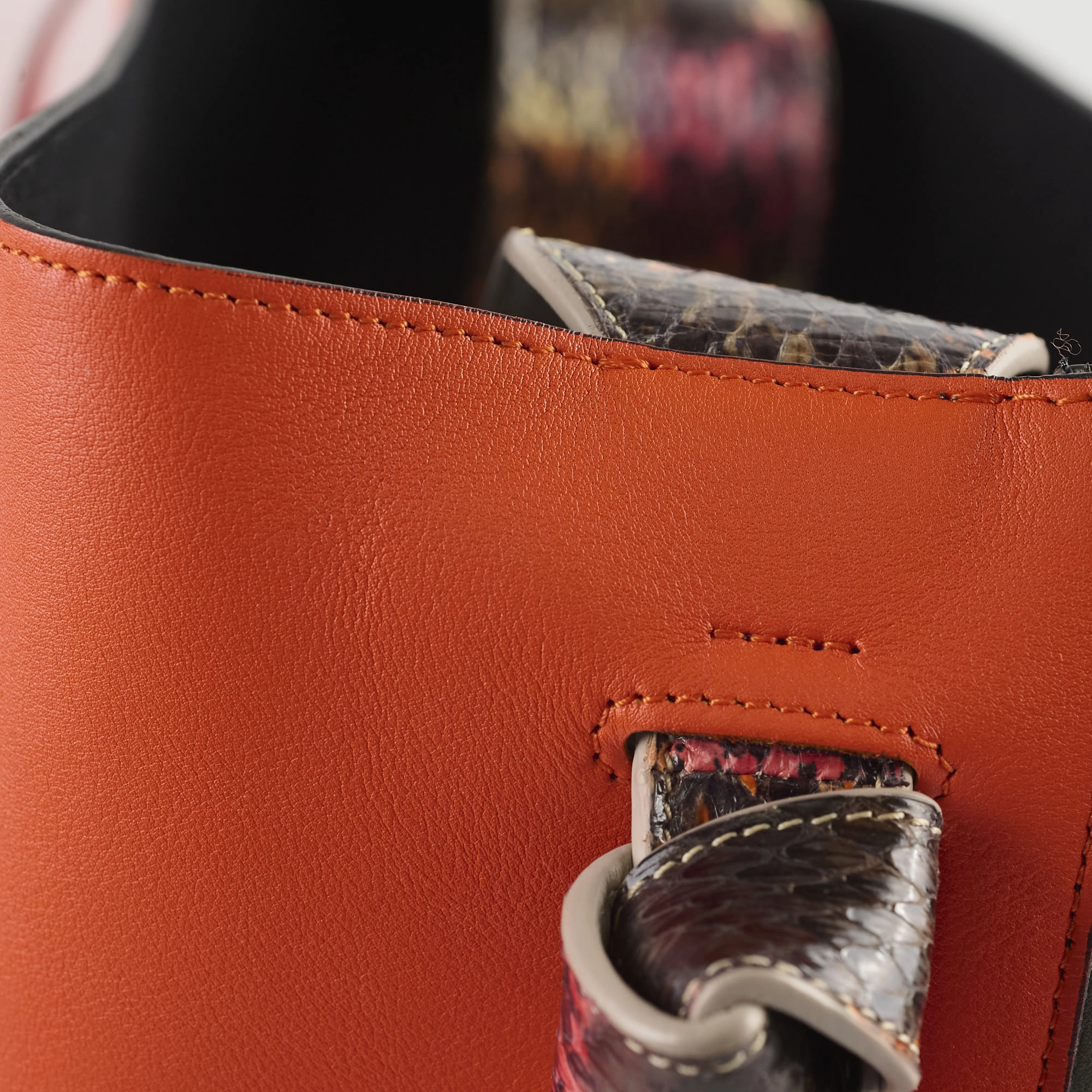 Celine Twisted Leather Cabas Tote Orange/Grey