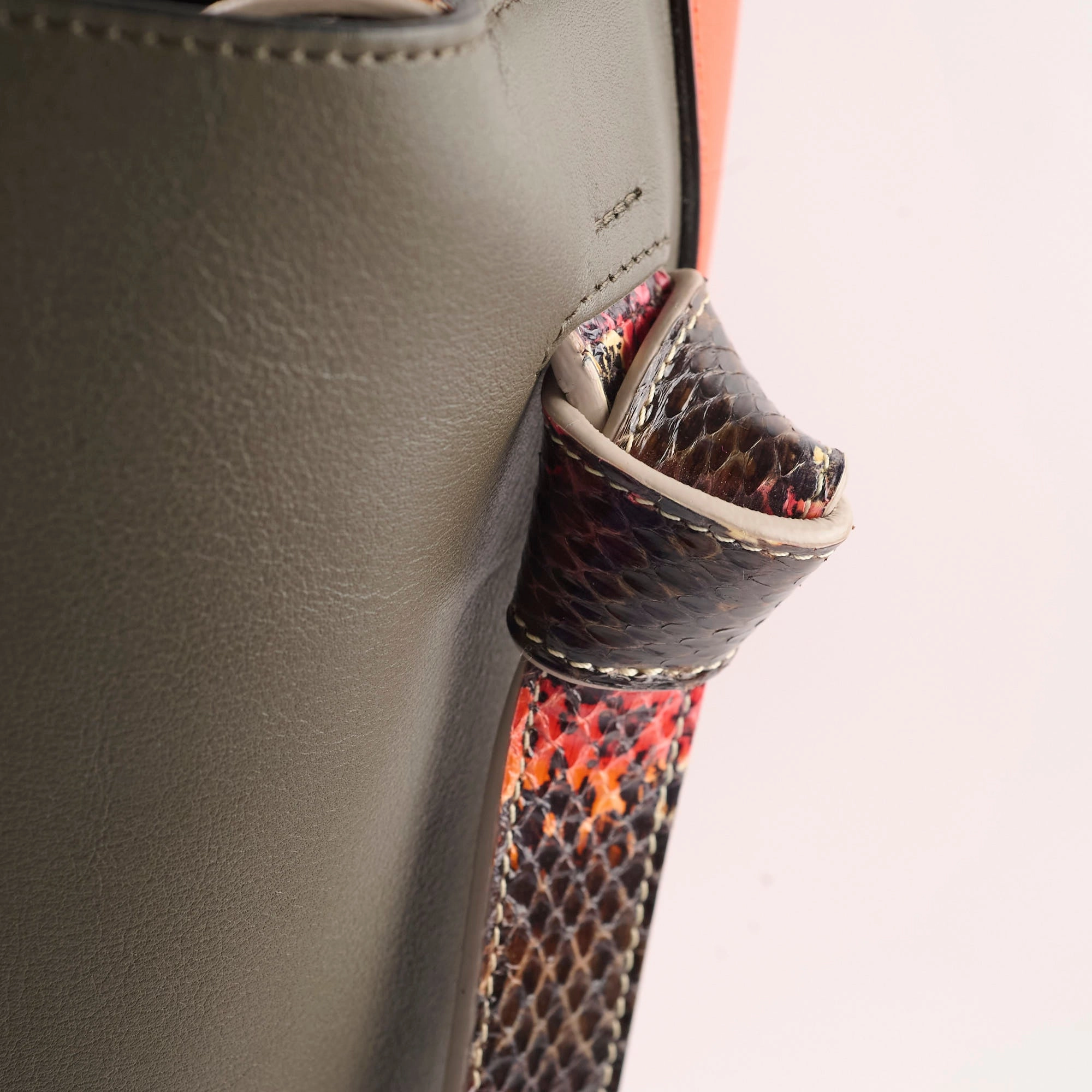 Celine Twisted Leather Cabas Tote Orange/Grey