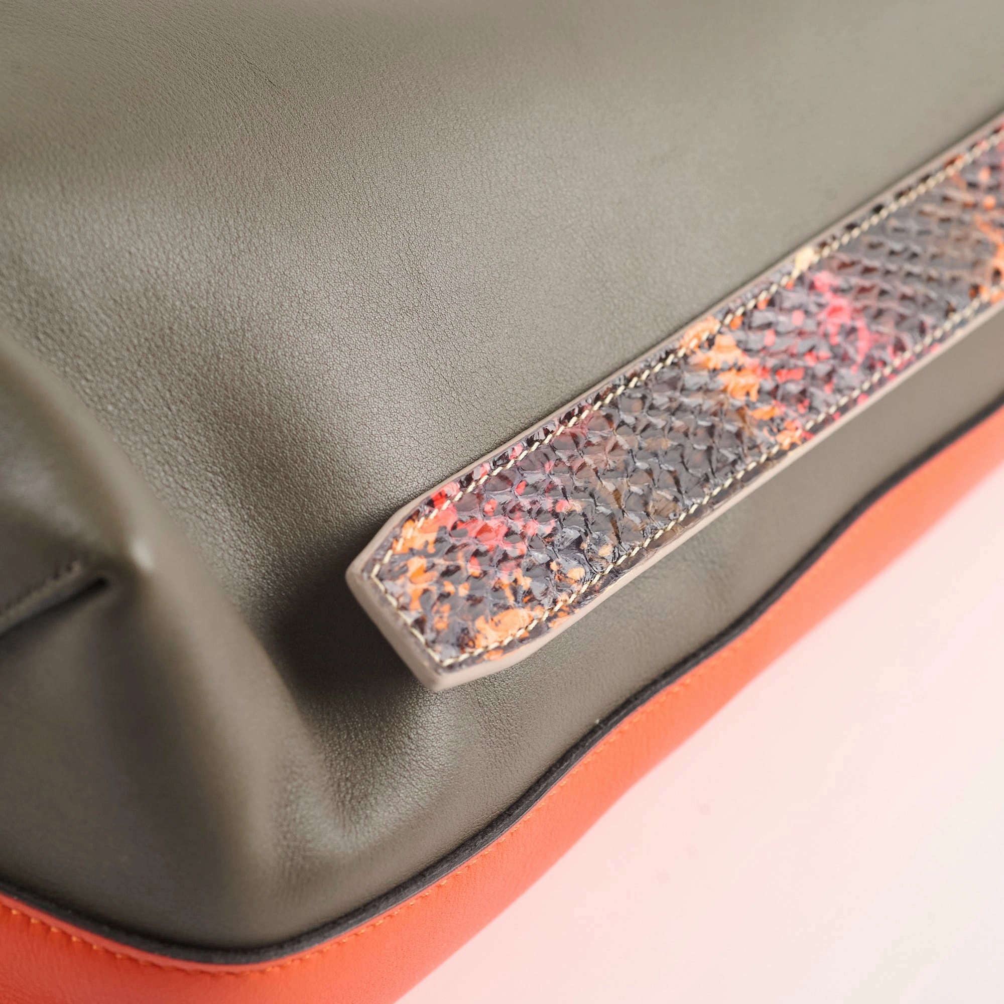 Celine Twisted Leather Cabas Tote Orange/Grey