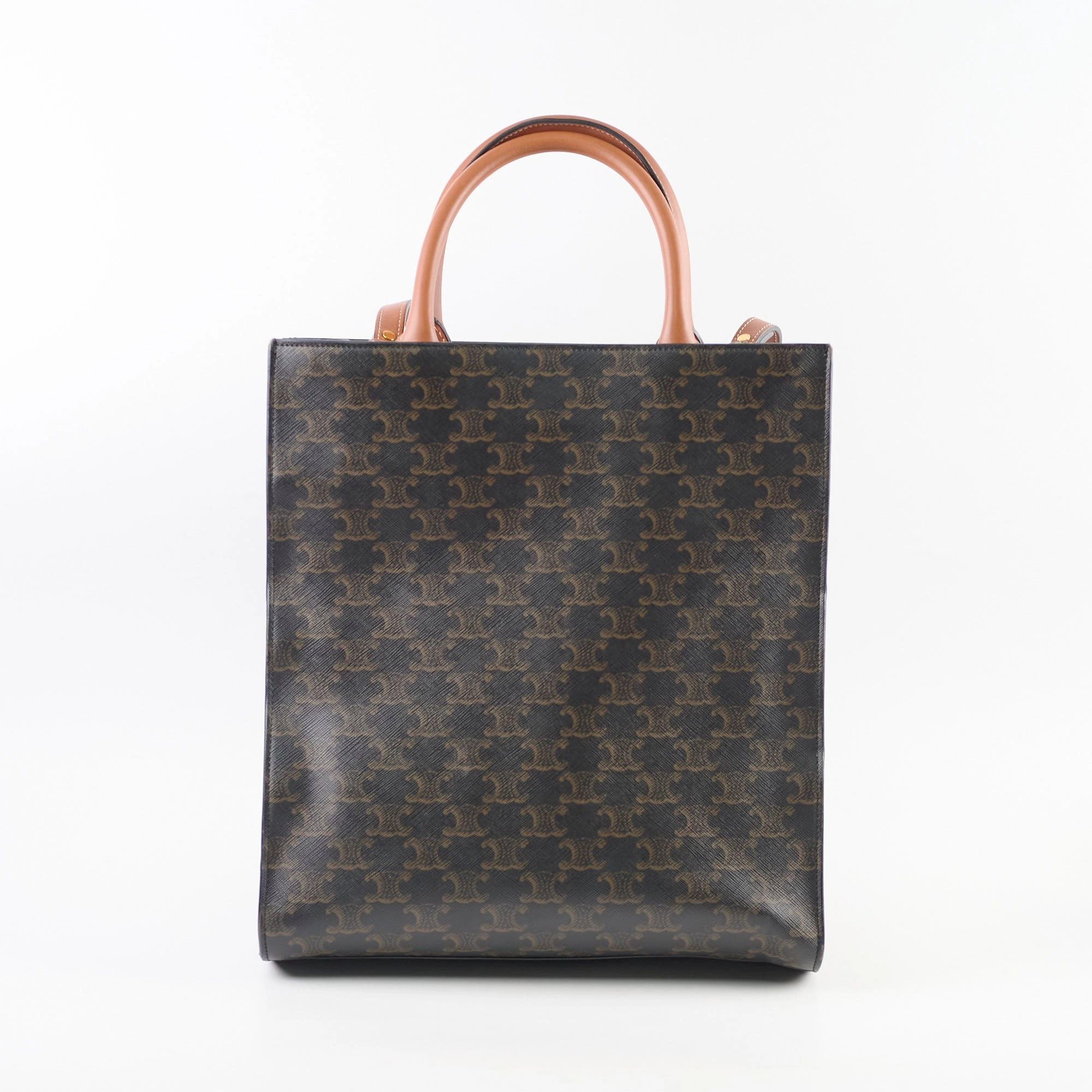 Celine Vertical Cabas Triomphe Canvas Tote with Celine Print