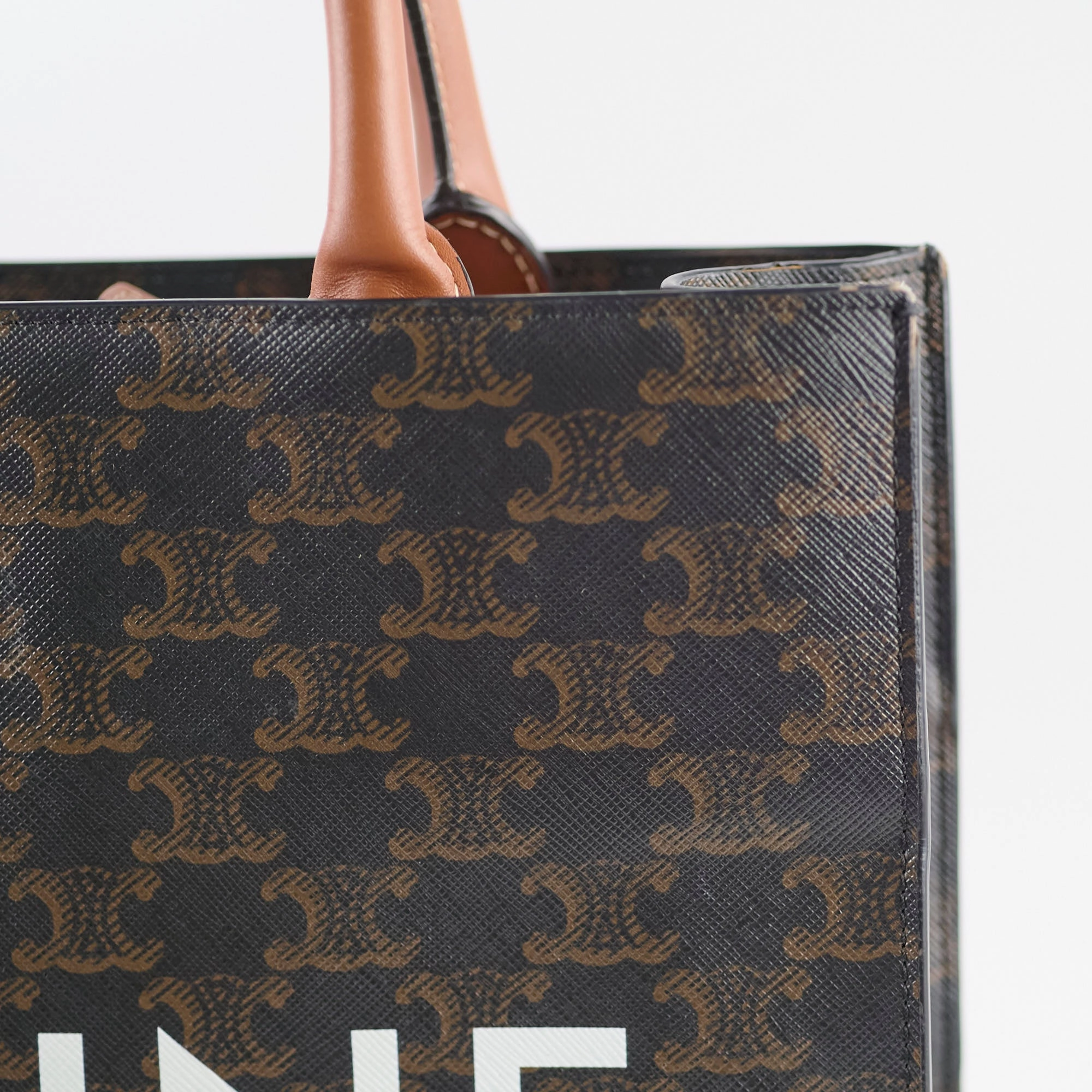 Celine Vertical Cabas Triomphe Canvas Tote with Celine Print