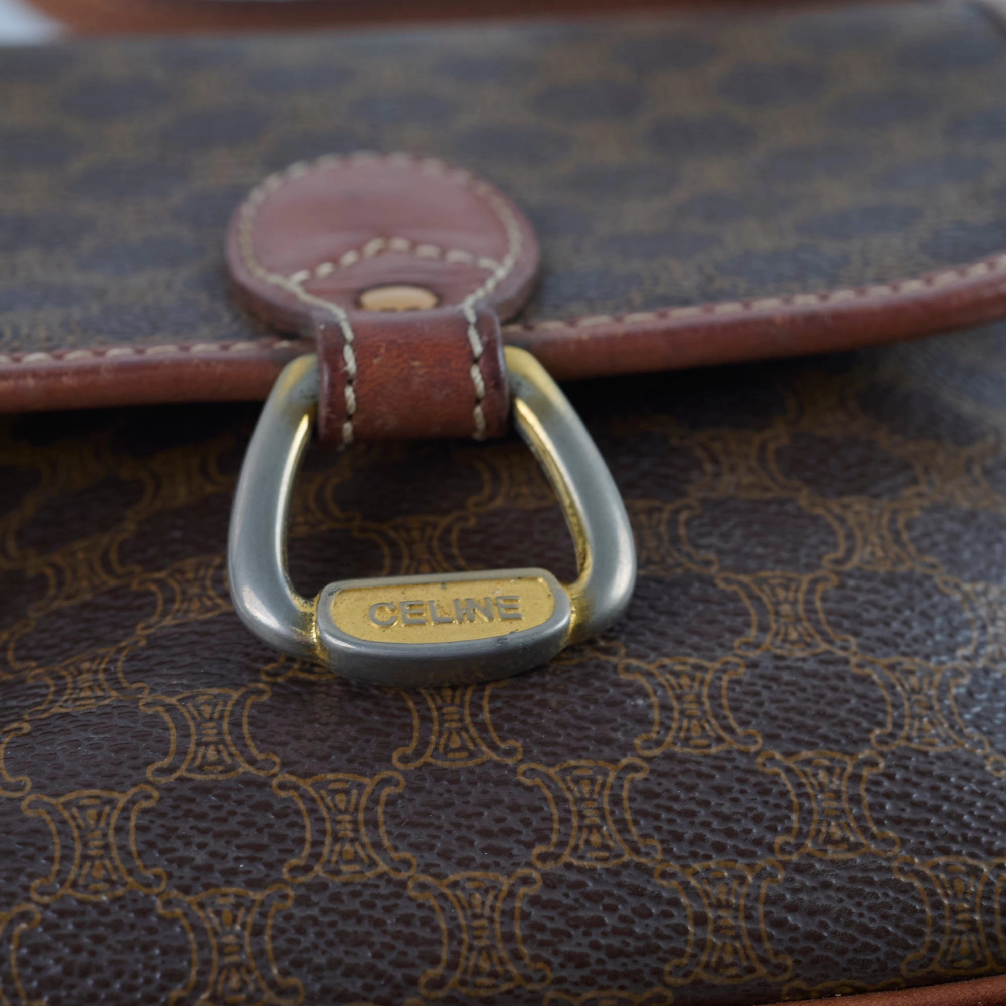 Celine Vintage Cloth Crossbody Bag Brown