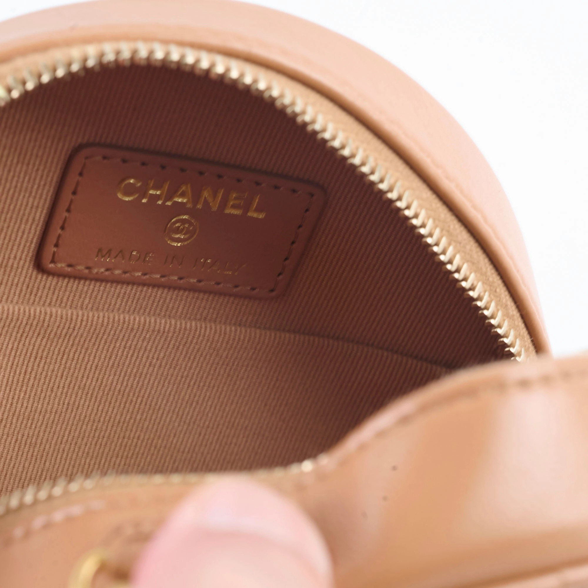 Chanel 19 Round Clutch Lambskin Tan