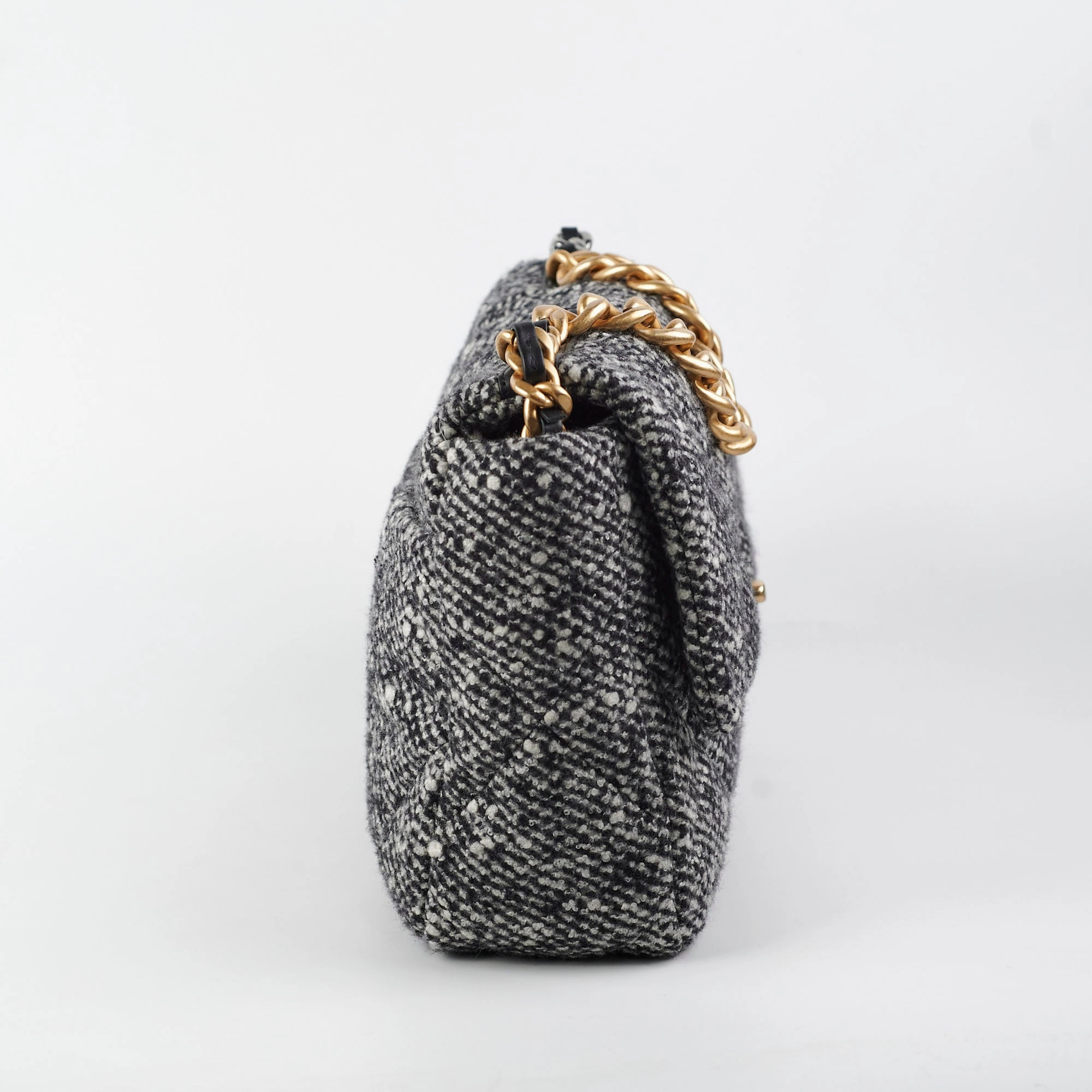Chanel 19 Tweed Medium/Large Flap Bag Grey/Black