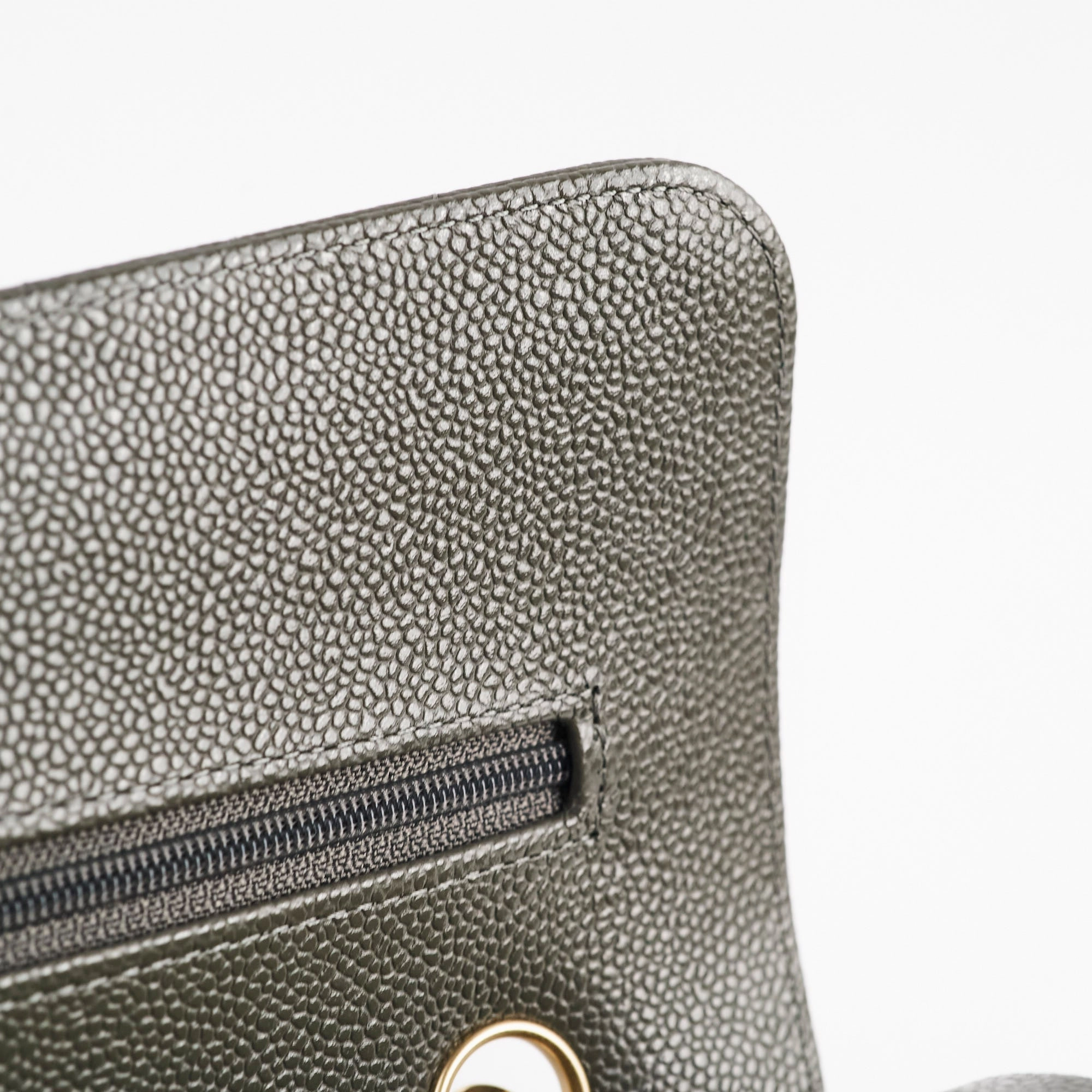 Chanel 20B Caviar Chevron Small Classic Flap Grey Series 30