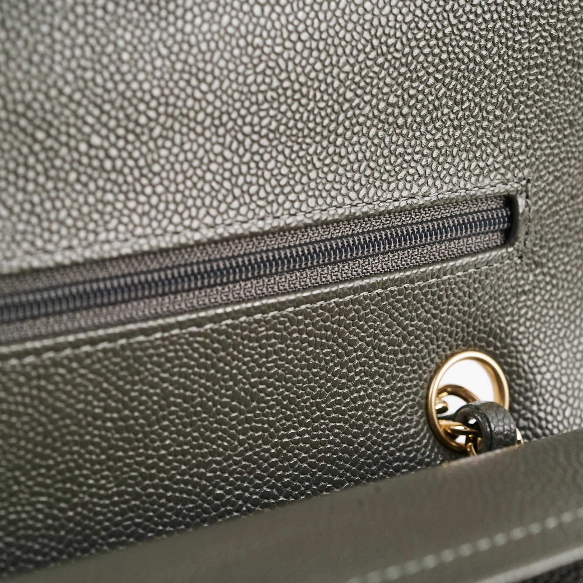 Chanel 20B Caviar Chevron Small Classic Flap Grey Series 30