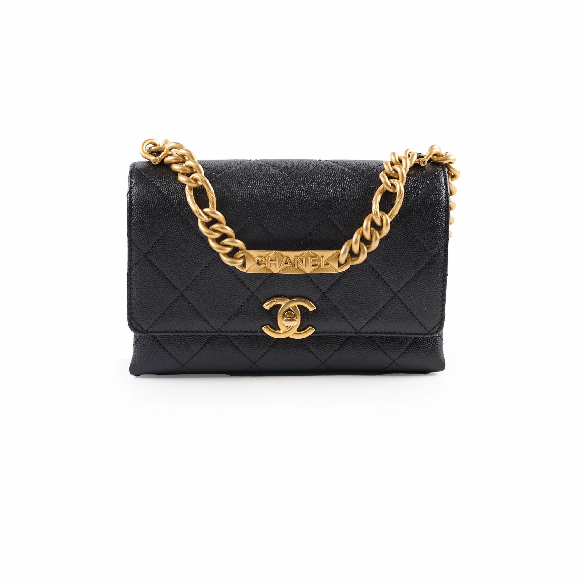 Chanel 21B Seasonal Mini  Flap Caviar Bag Black