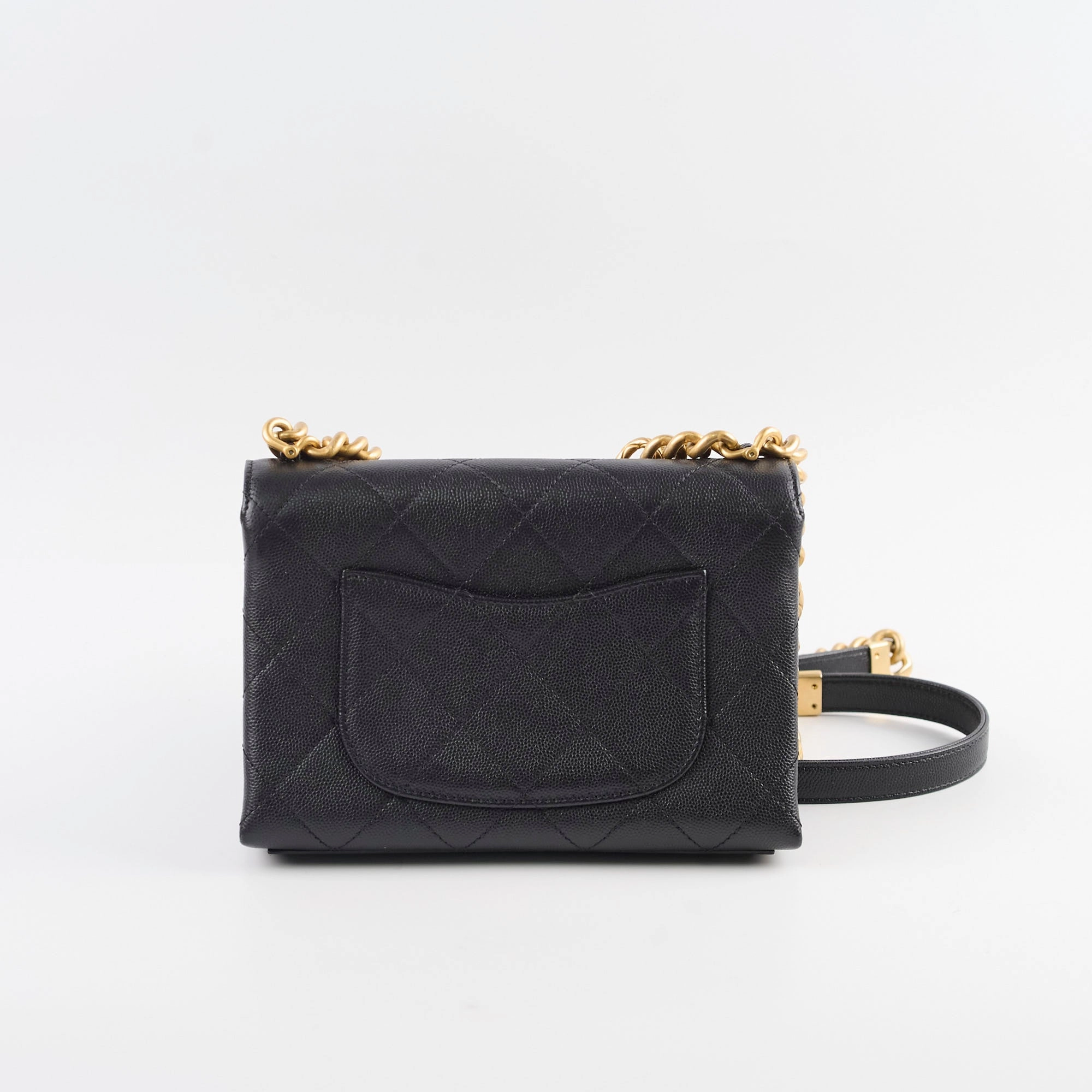 Chanel 21B Seasonal Mini  Flap Caviar Bag Black
