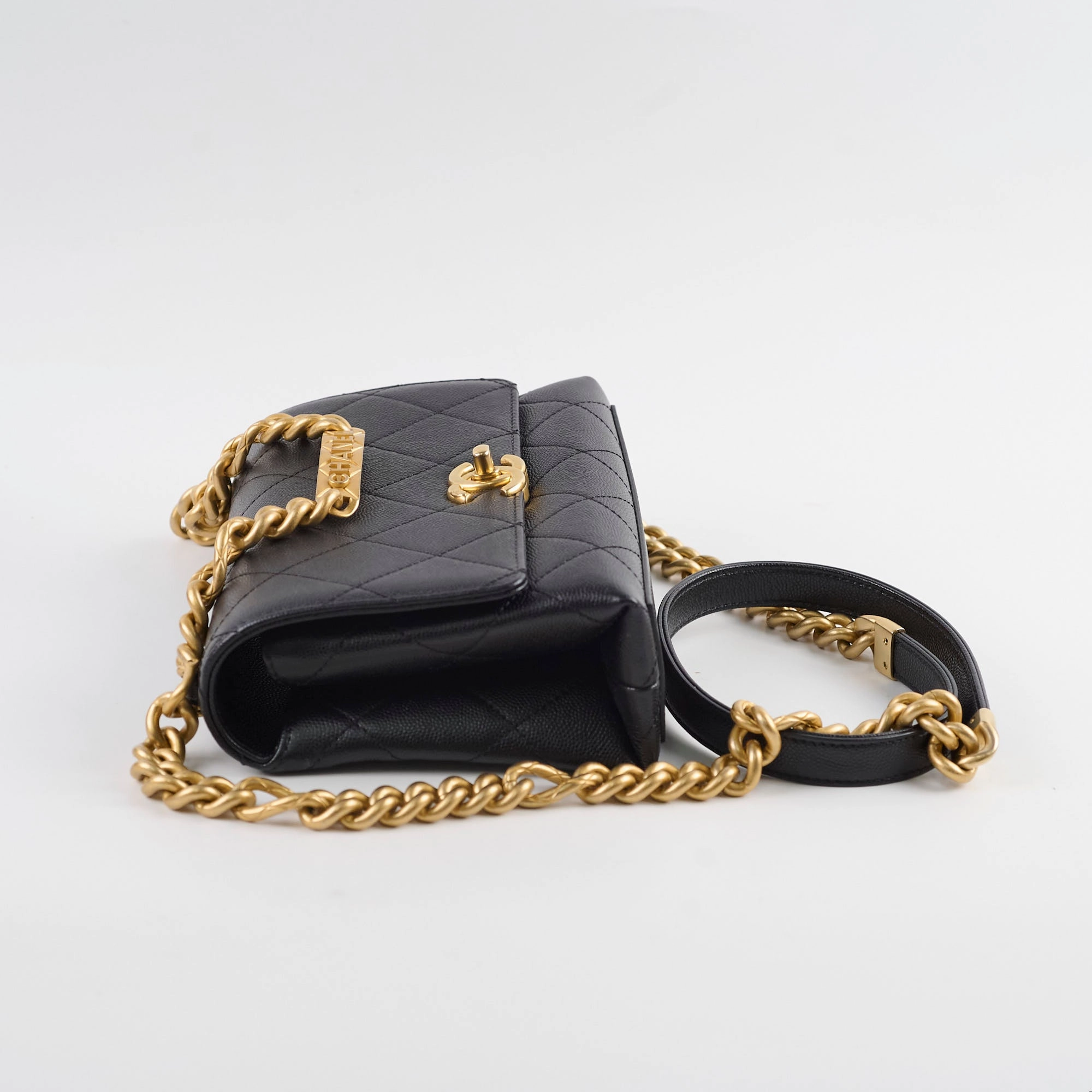 Chanel 21B Seasonal Mini  Flap Caviar Bag Black