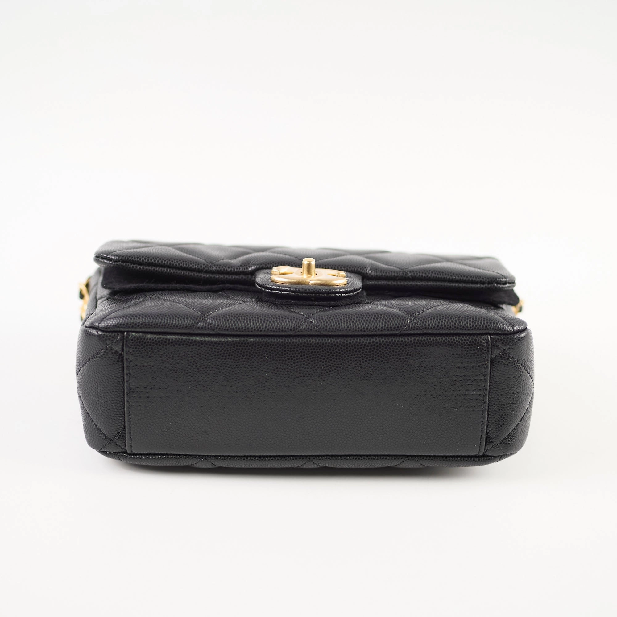 Chanel 22A Mini Flap bag with Gold Coins Double Chain Strap (microchip)