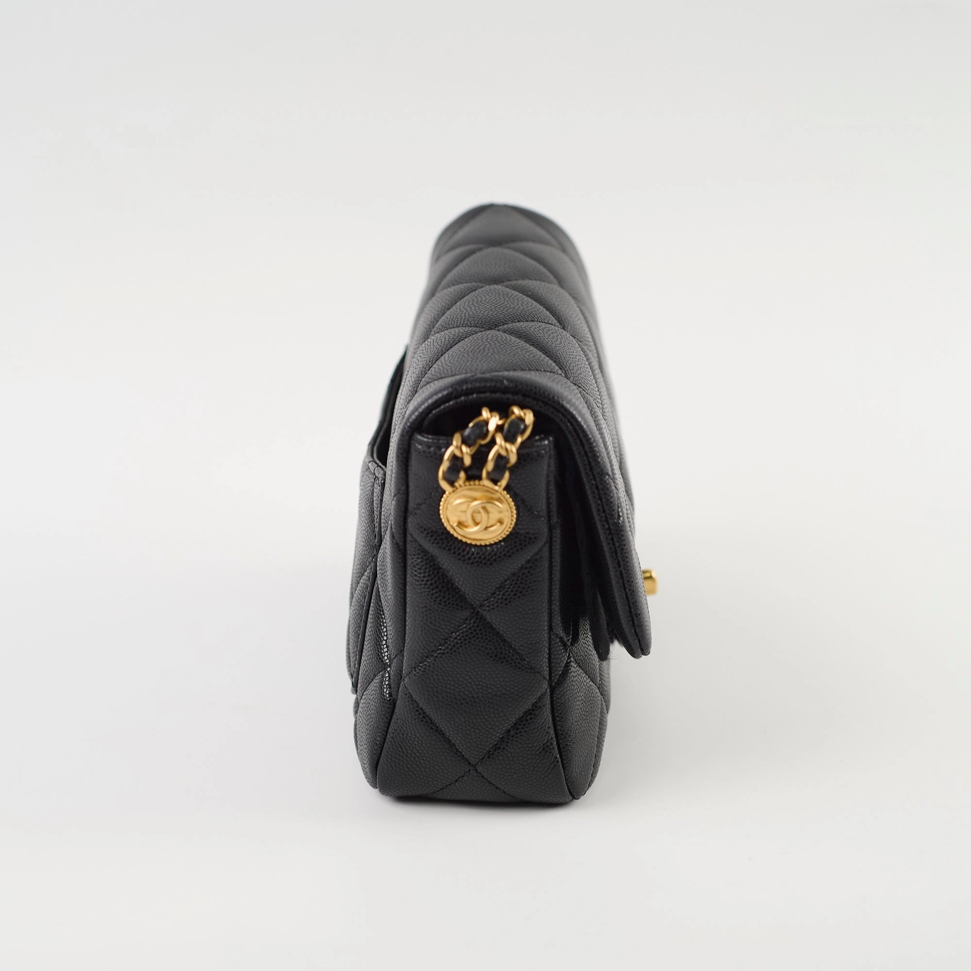 Chanel 22A Mini Flap bag with Gold Coins Double Chain Strap (microchip)