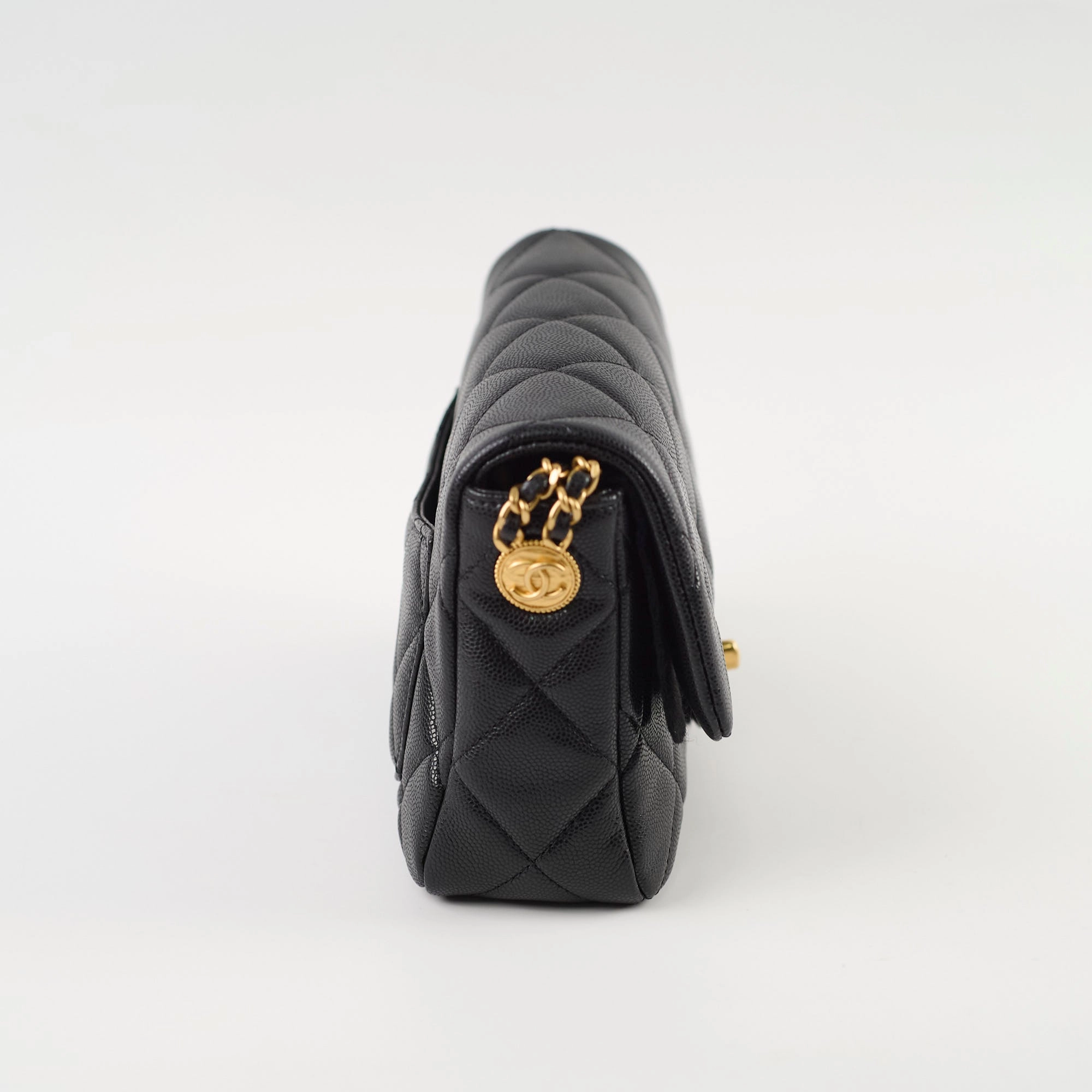 Chanel 22A Mini Flap bag with Gold Coins Double Chain Strap (microchip)