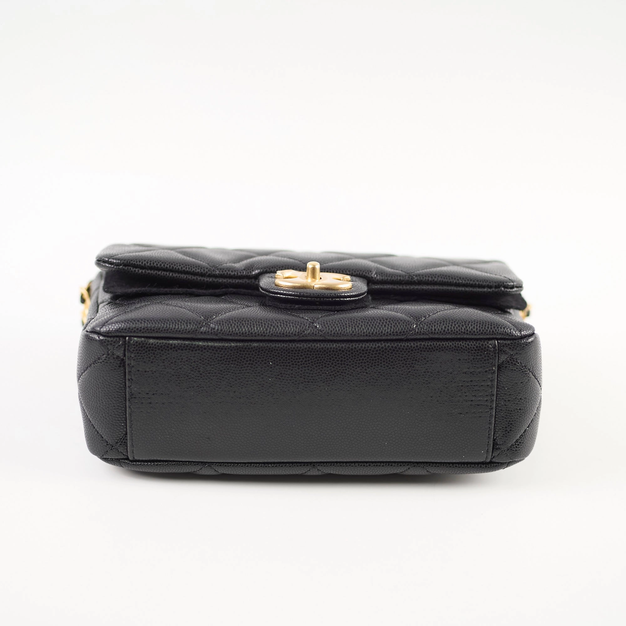 Chanel 22A Mini Flap bag with Gold Coins Double Chain Strap (microchip)