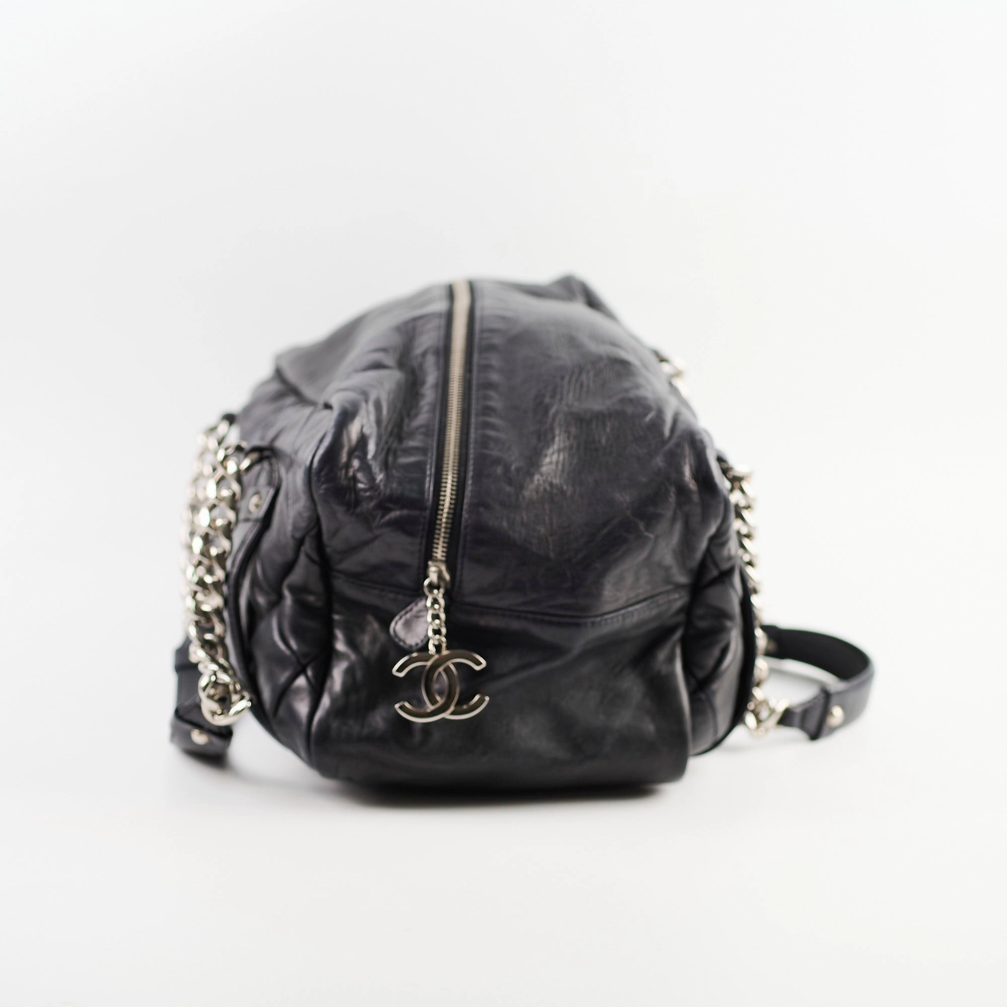 Chanel Bowling Black Lambskin Shoulder Bag - Series 12