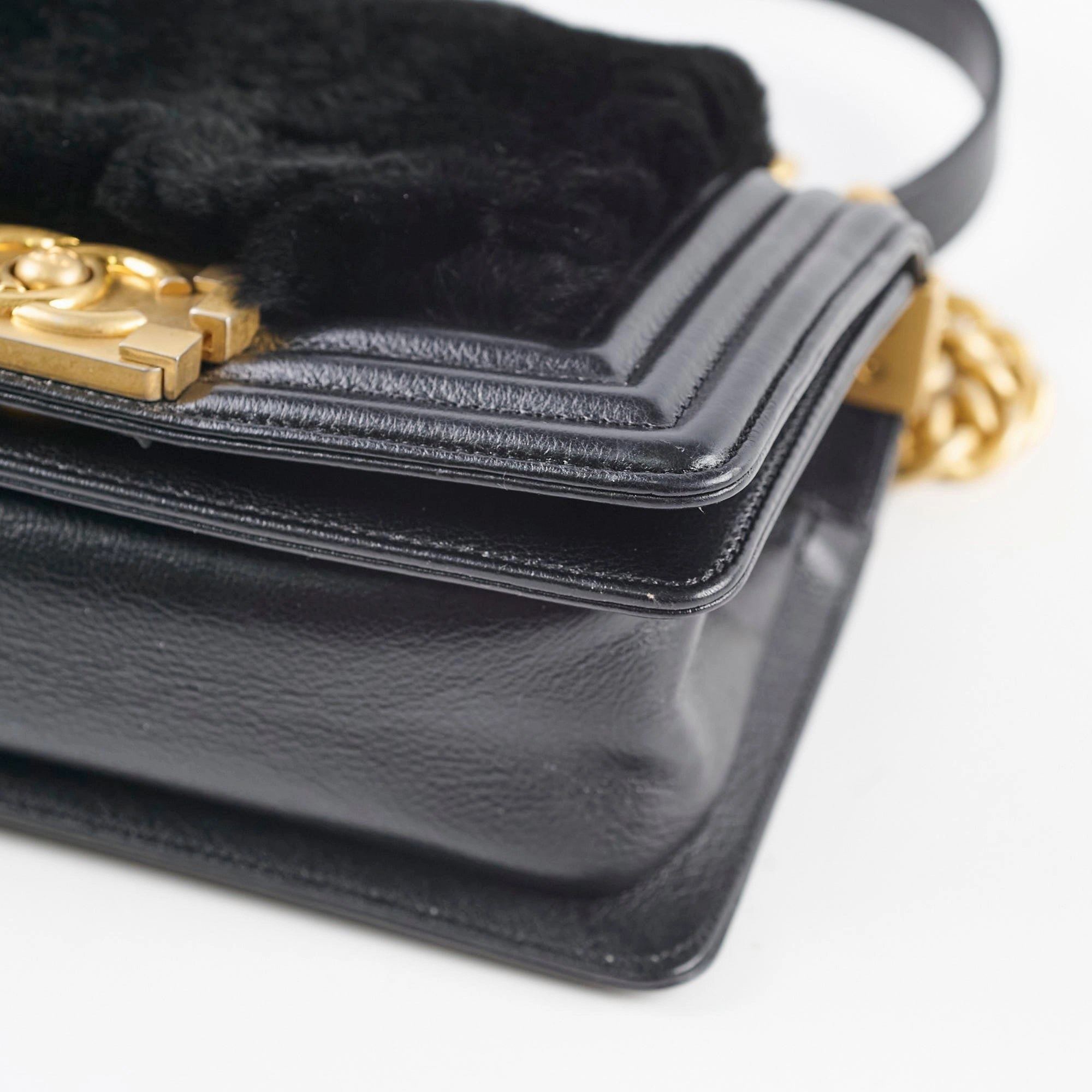 Chanel Boy Black Fur