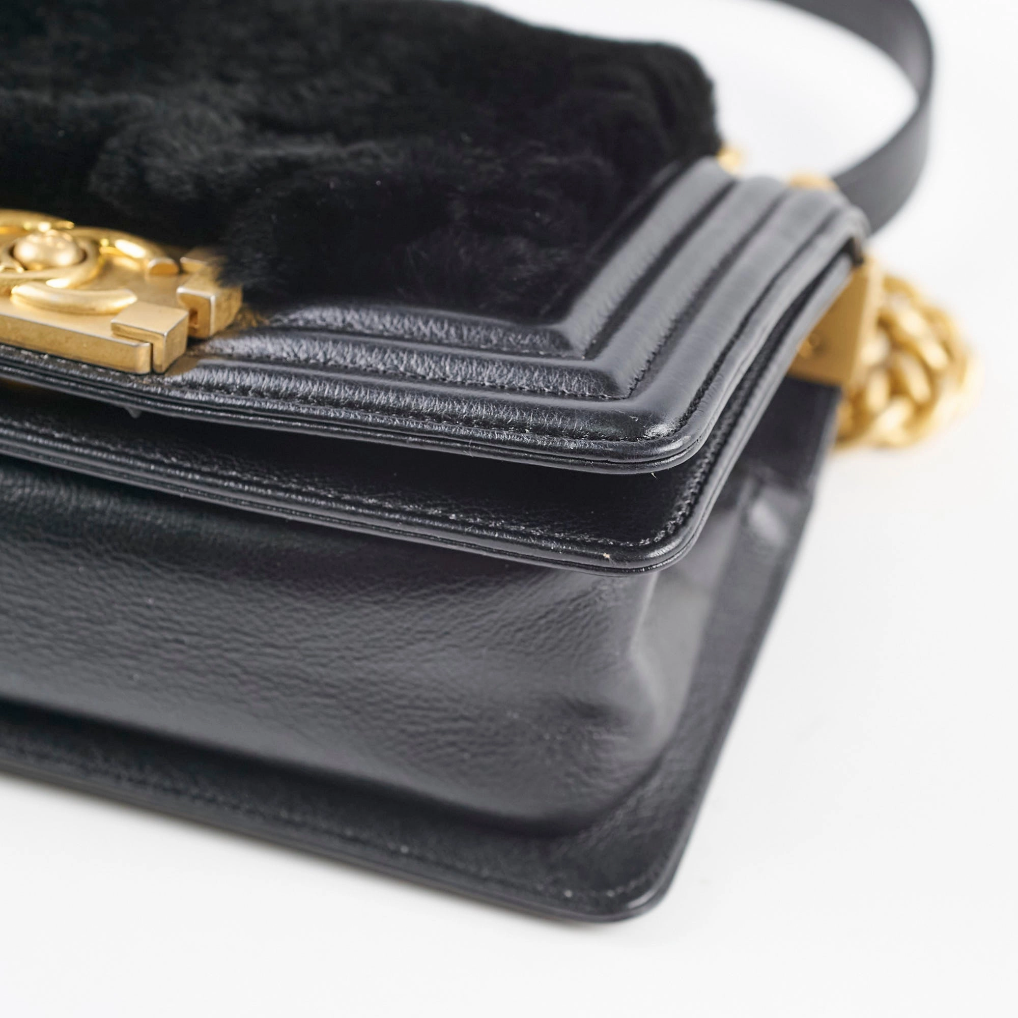 Chanel Boy Black Fur