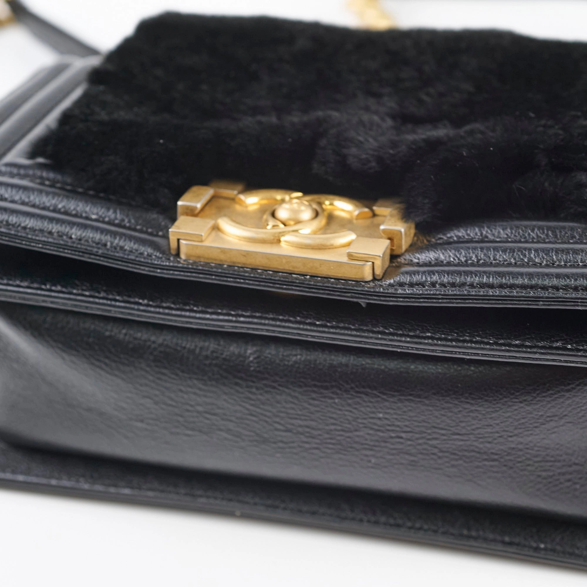 Chanel Boy Black Fur