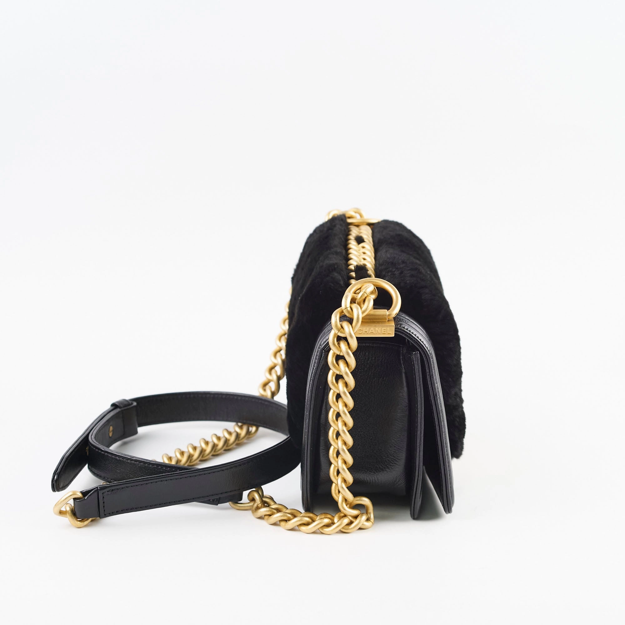 Chanel Boy Black Fur