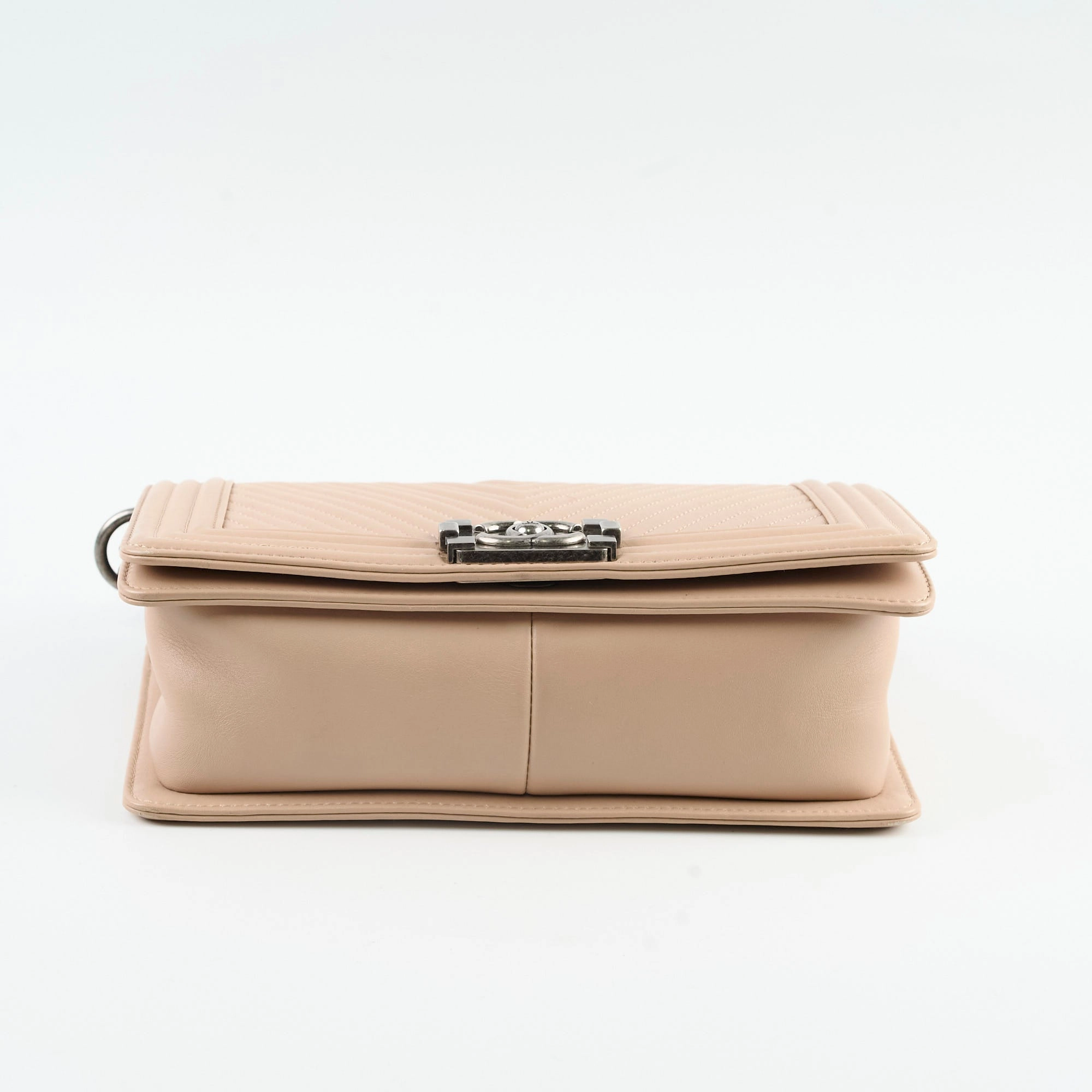 Chanel Boy Old Medium Chevron Beige Lambskin
