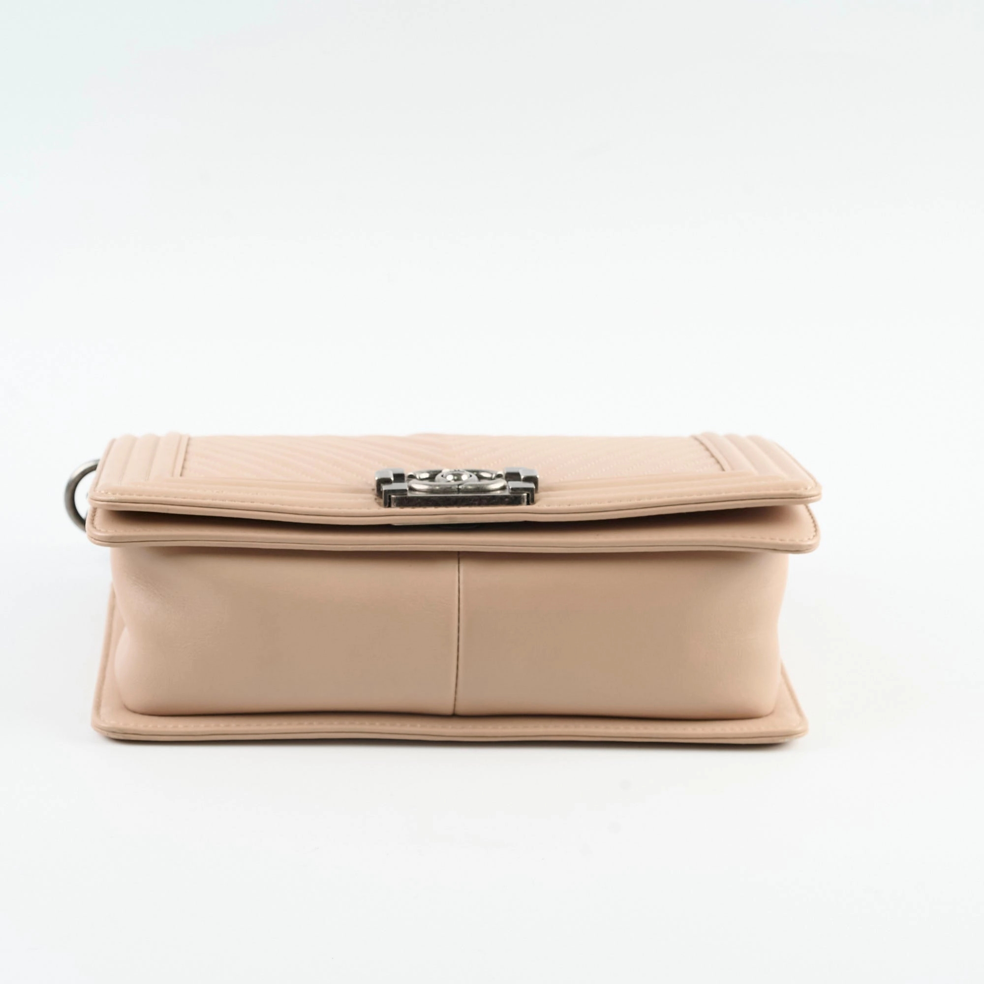 Chanel Boy Old Medium Chevron Beige Lambskin