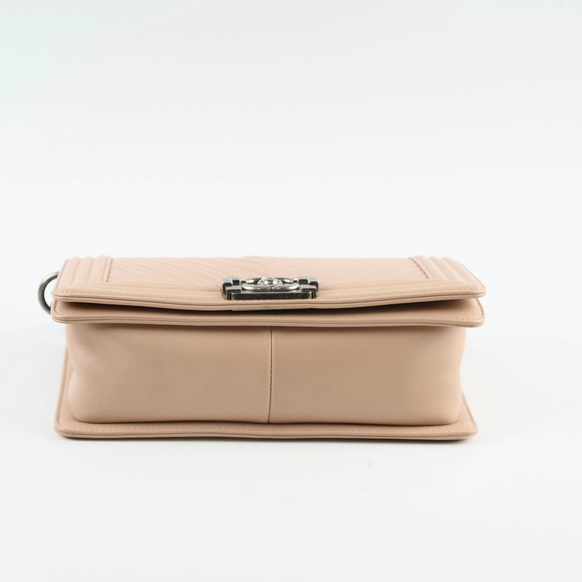 Chanel Boy Old Medium Chevron Beige Lambskin