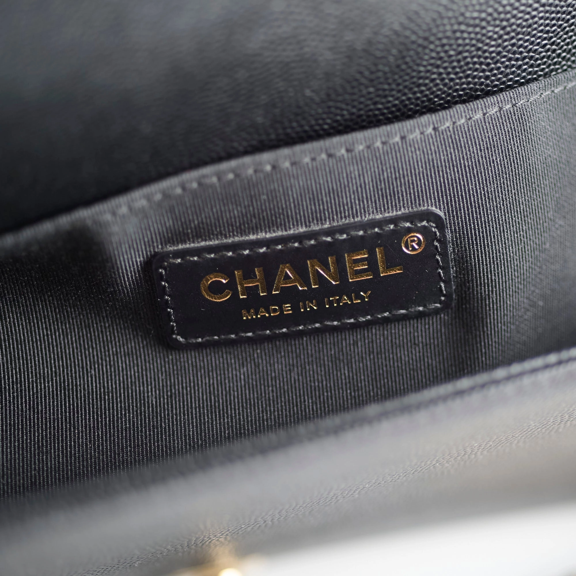 Chanel Boy Old Medium Chevron Caviar Black