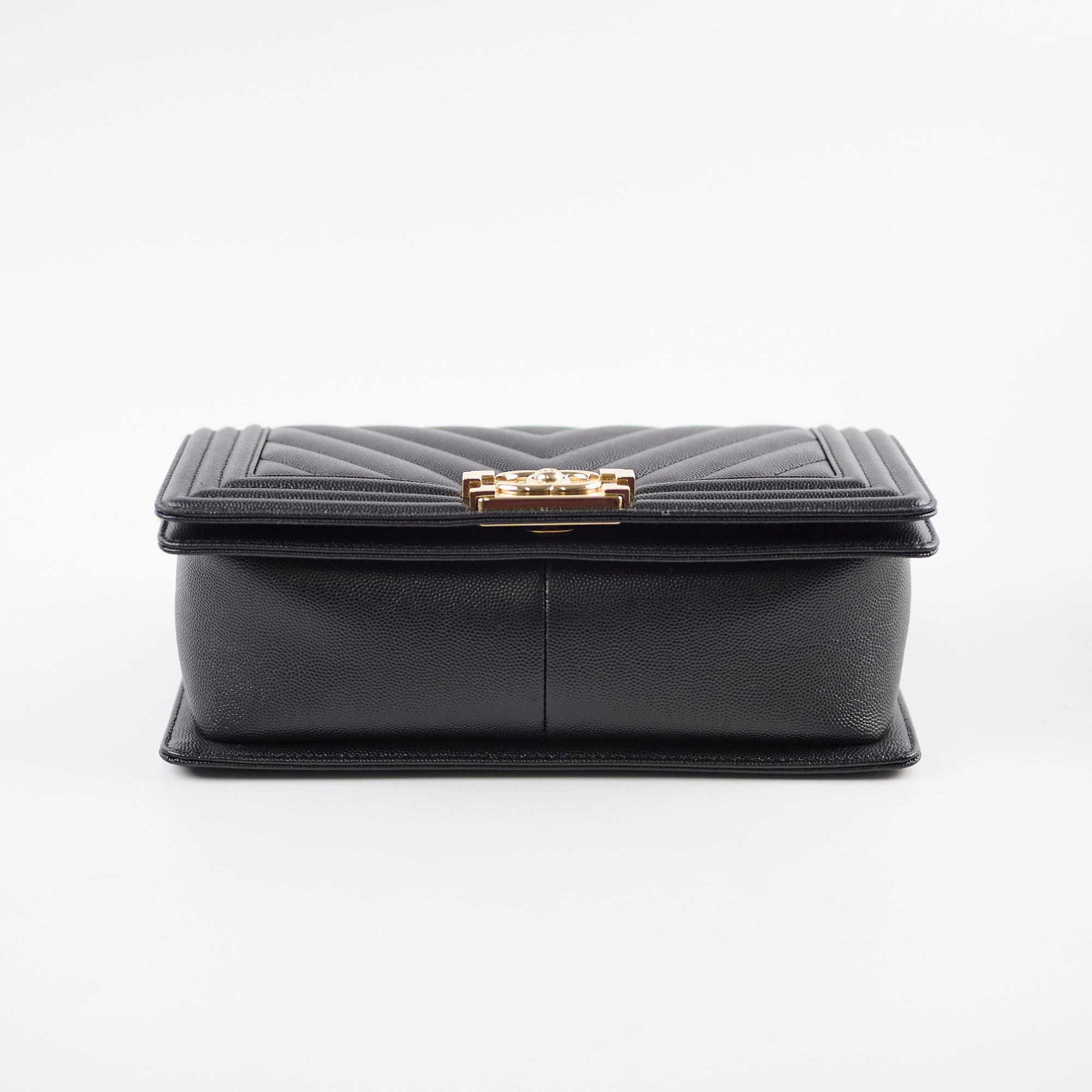 Chanel Boy Old Medium Chevron Caviar Black