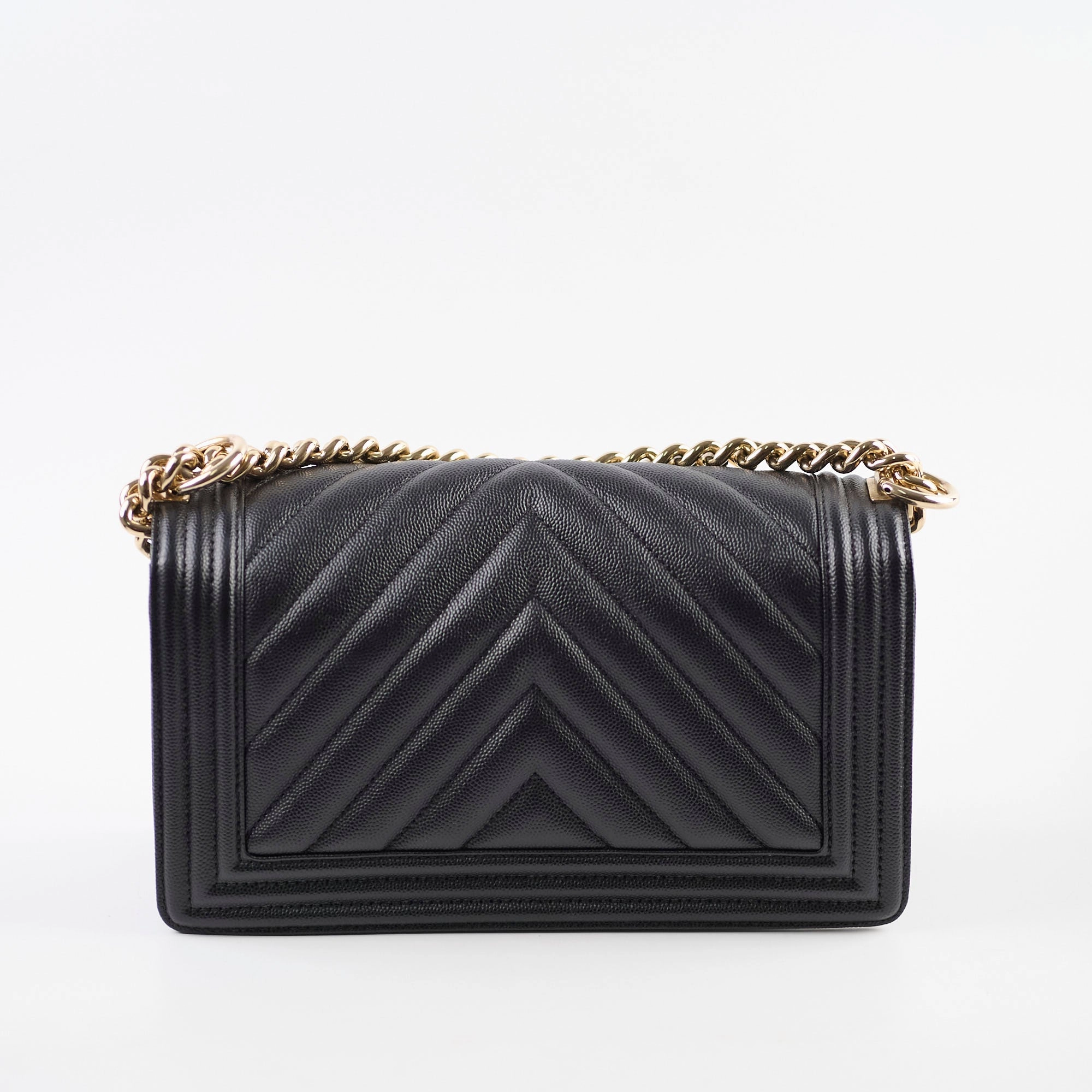 Chanel Boy Old Medium Chevron Caviar Black