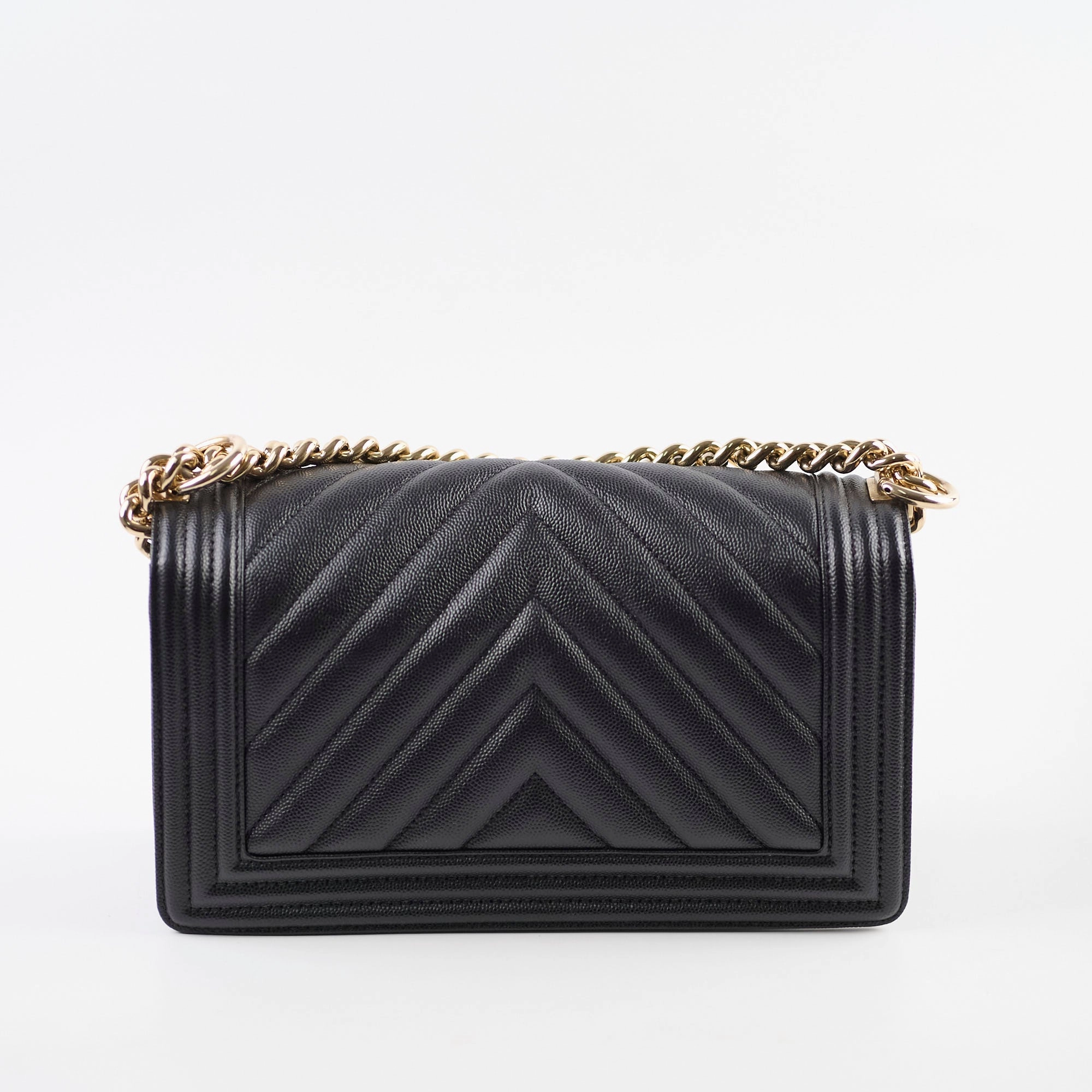 Chanel Boy Old Medium Chevron Caviar Black