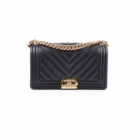 Chanel Boy Old Medium Chevron Caviar Black