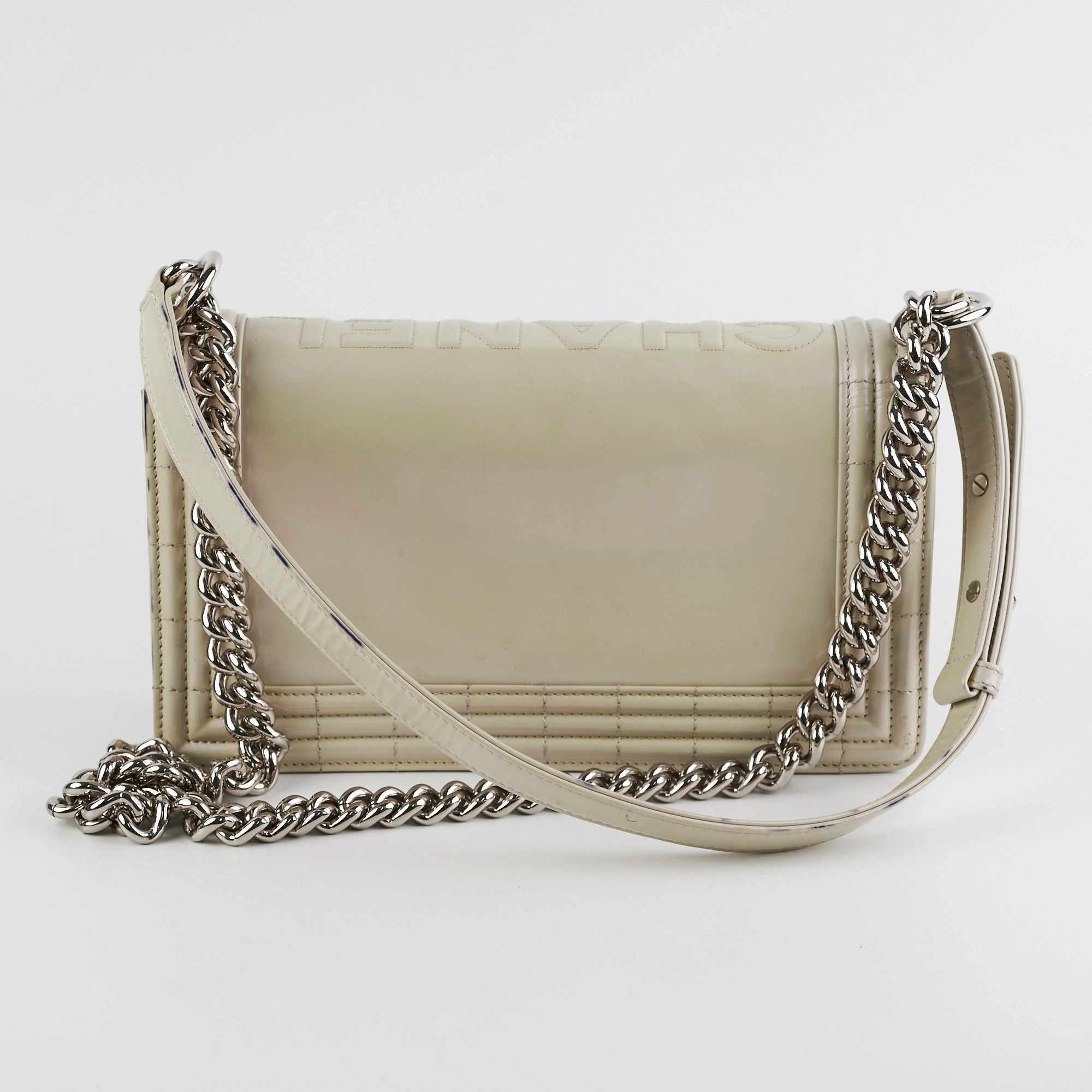 Chanel Boy Old Medium Iridiscent (Light grey)