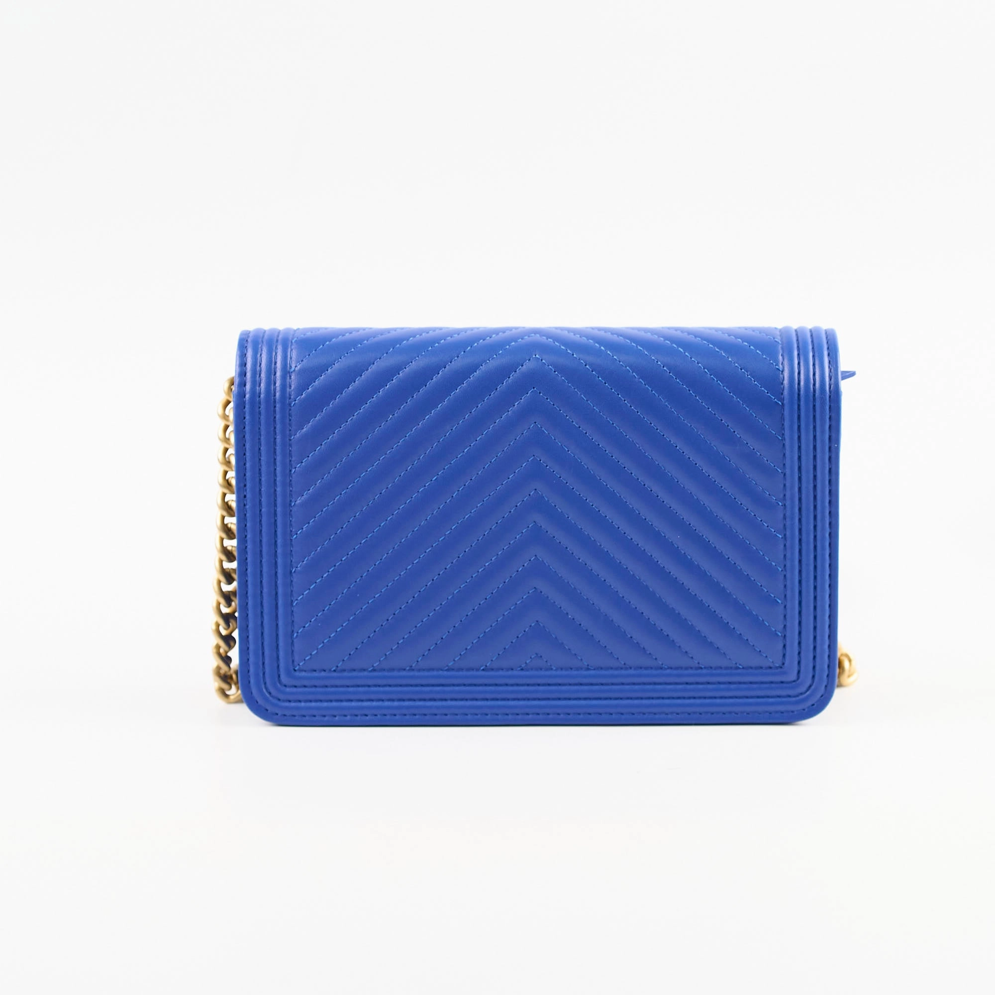 Chanel Boy Wallet on Chain Blue Lambksin
