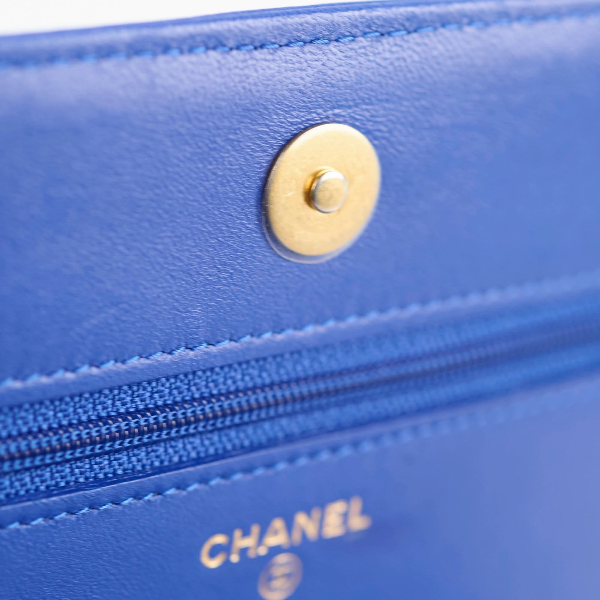 Chanel Boy Wallet on Chain Blue Lambksin