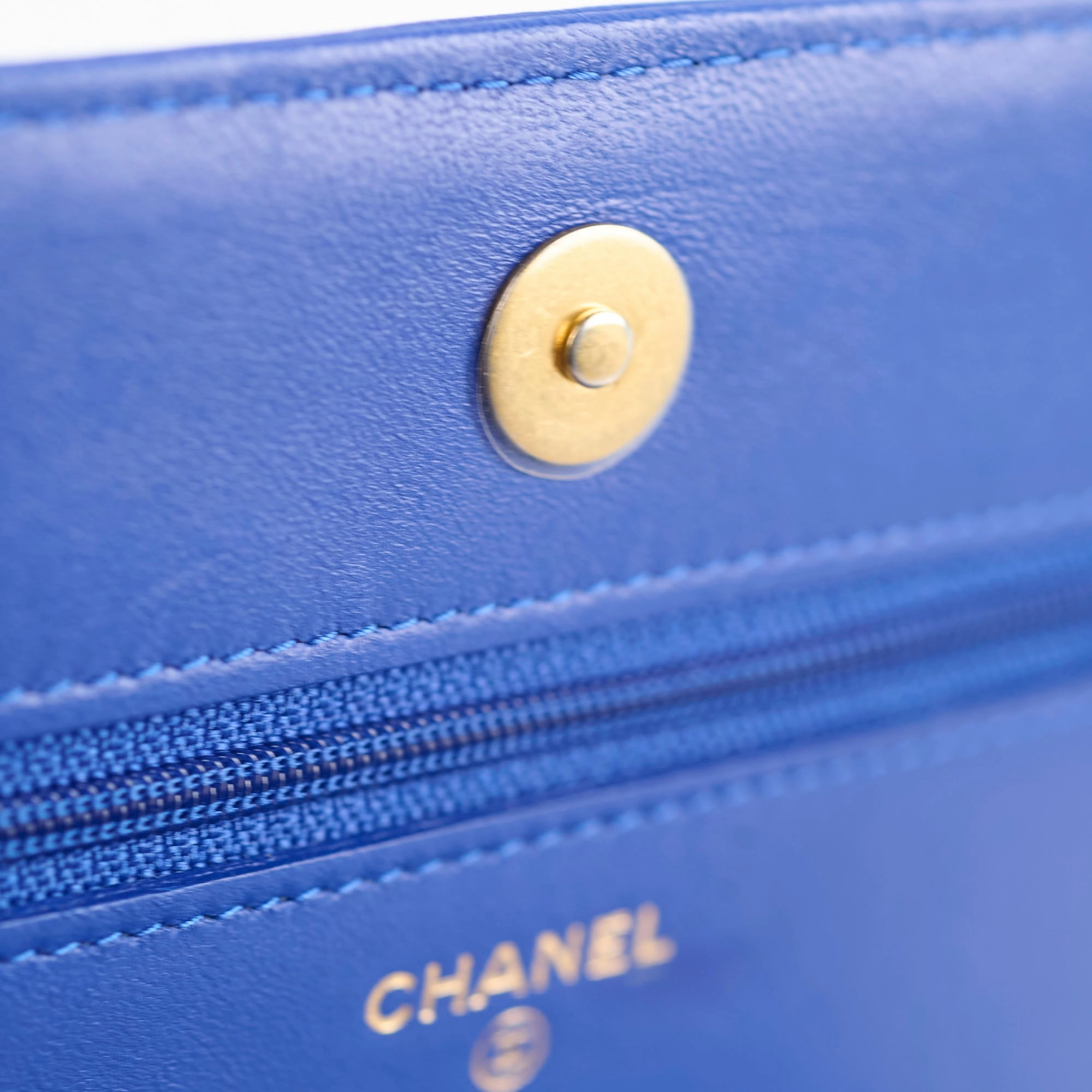 Chanel Boy Wallet on Chain Blue Lambksin