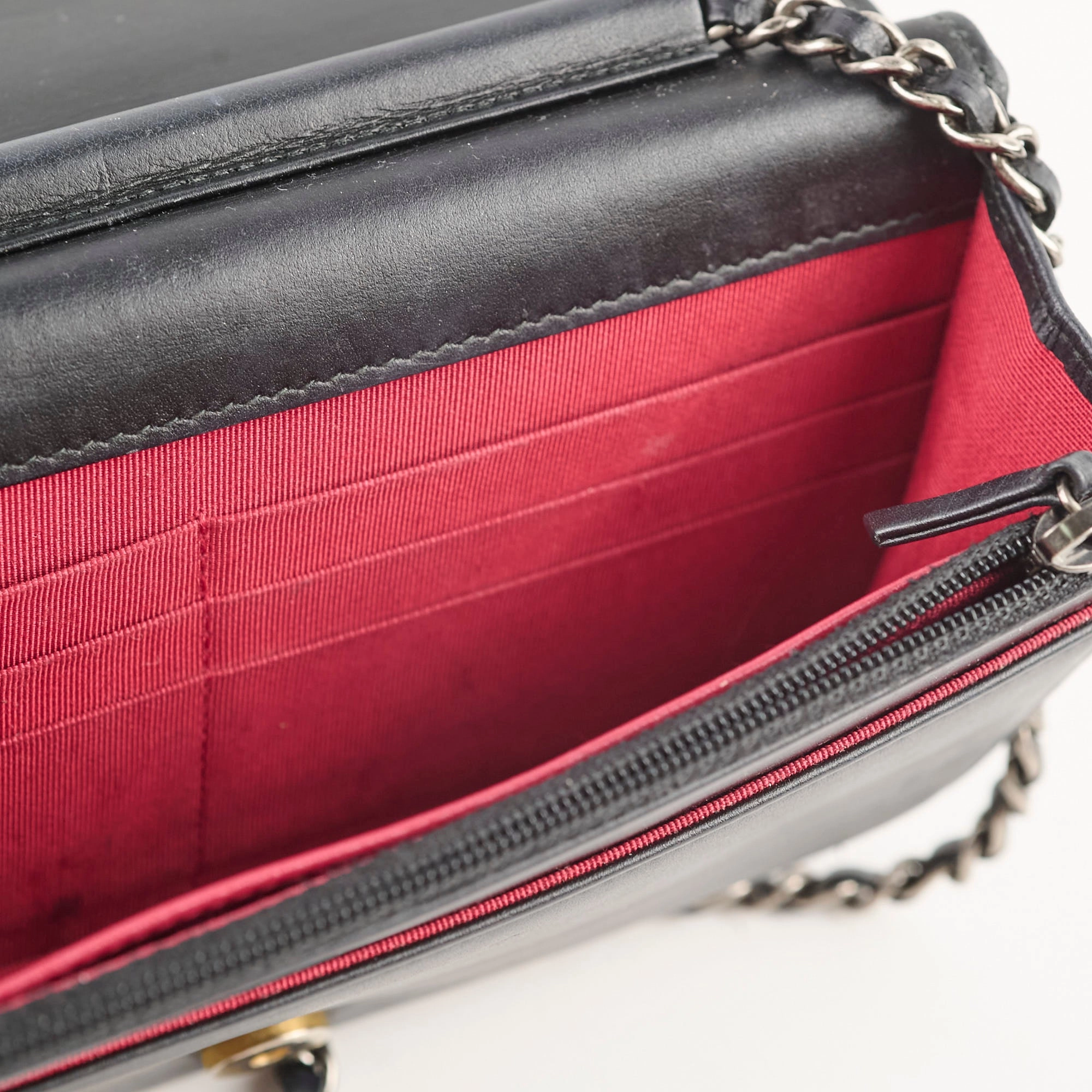 Chanel Calfskin Wallet on Chain WOC Black