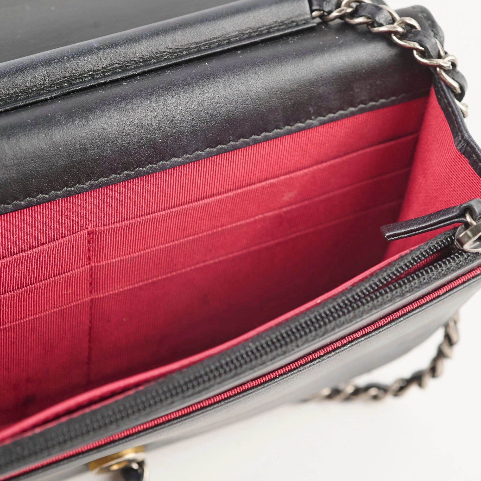 Chanel Calfskin Wallet on Chain WOC Black