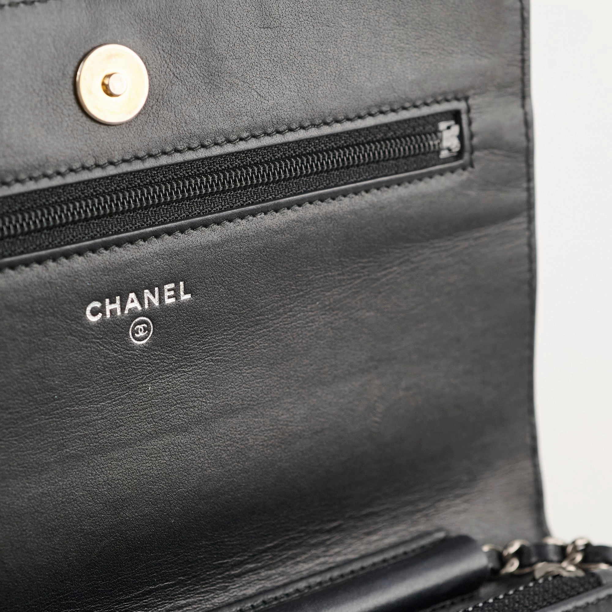 Chanel Calfskin Wallet on Chain WOC Black