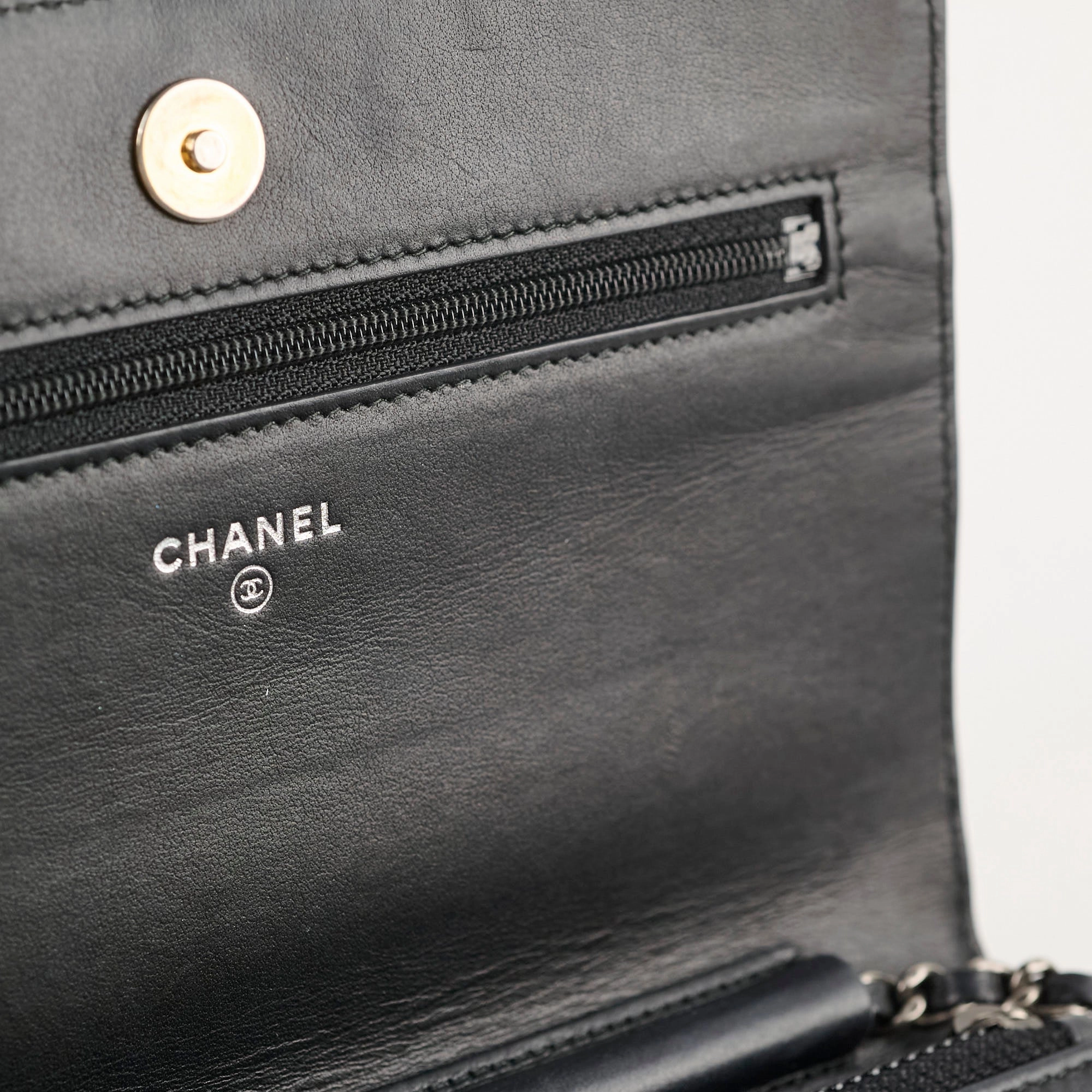 Chanel Calfskin Wallet on Chain WOC Black