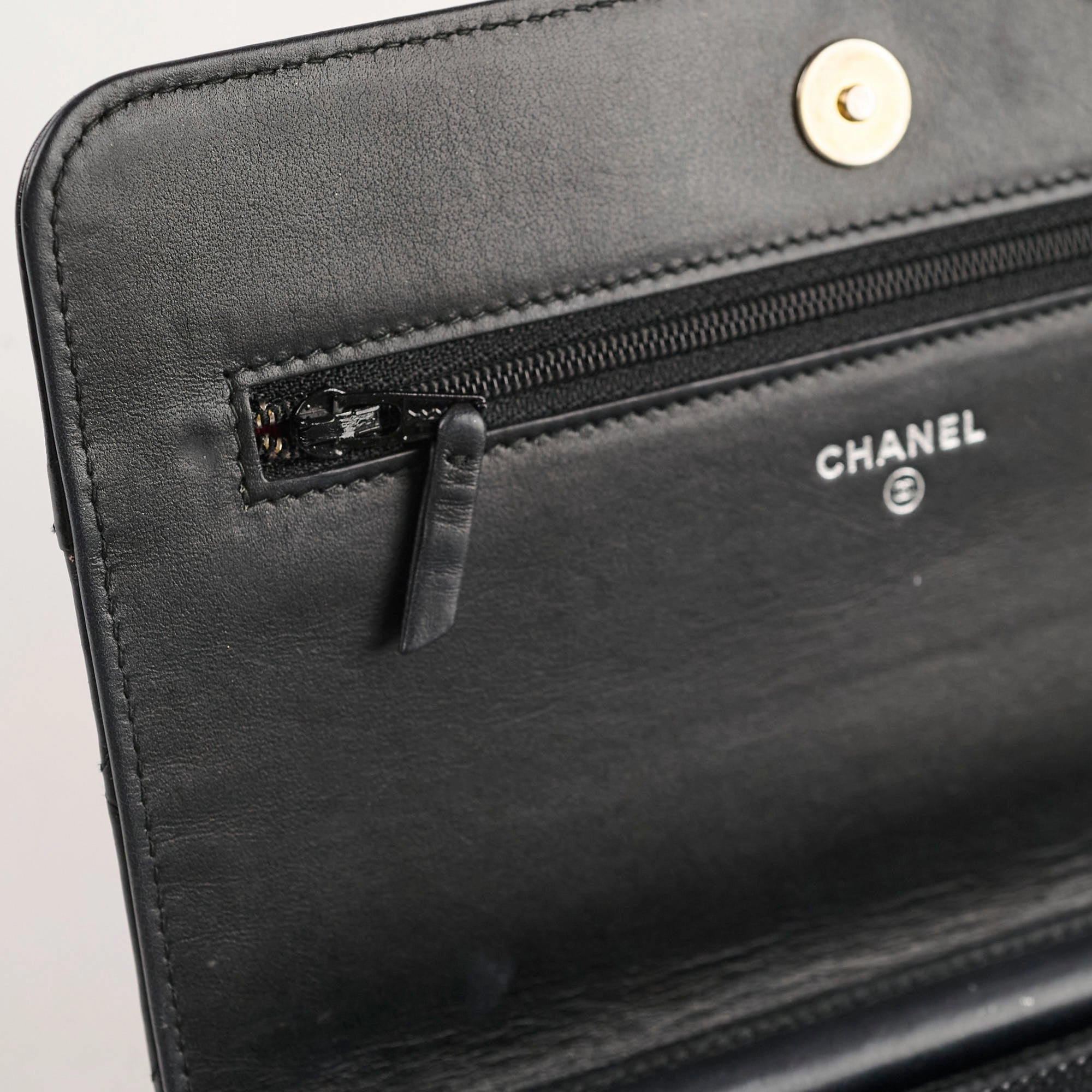 Chanel Calfskin Wallet on Chain WOC Black