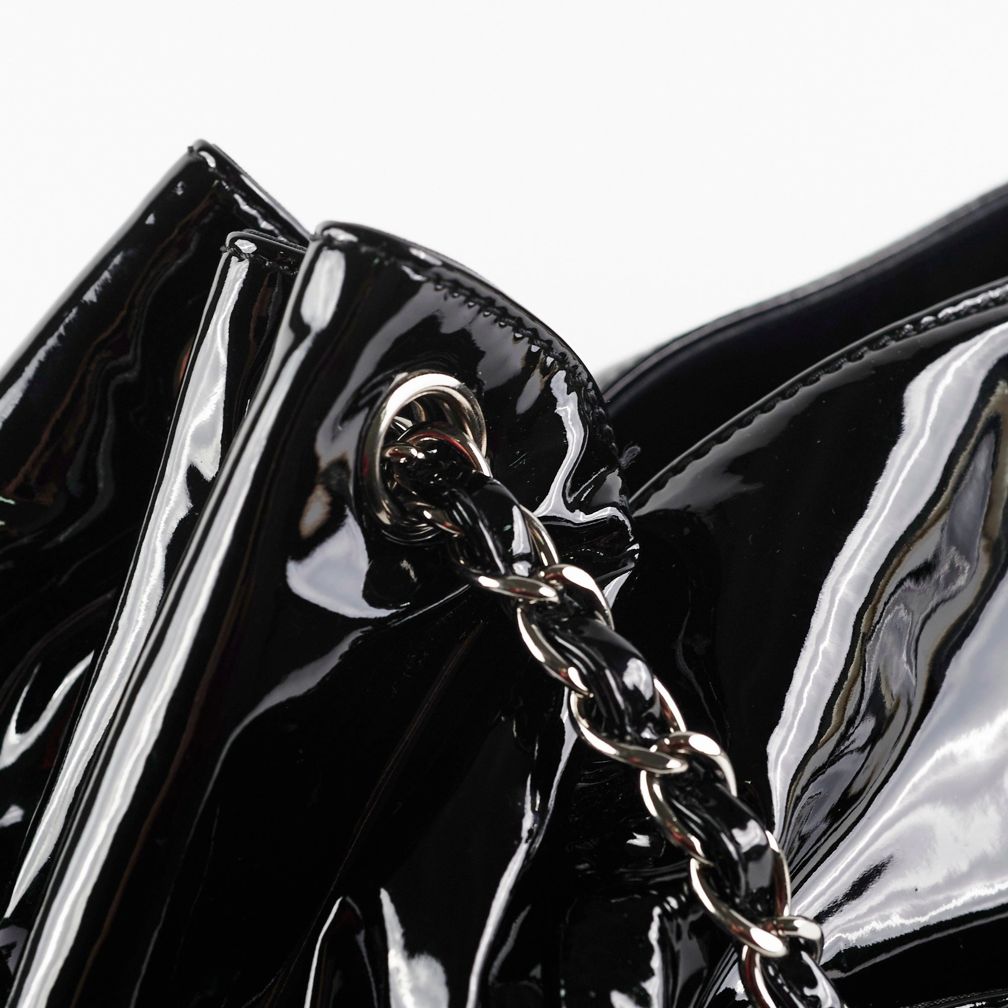 Chanel Camelia Patent Leather Tote Bag Black