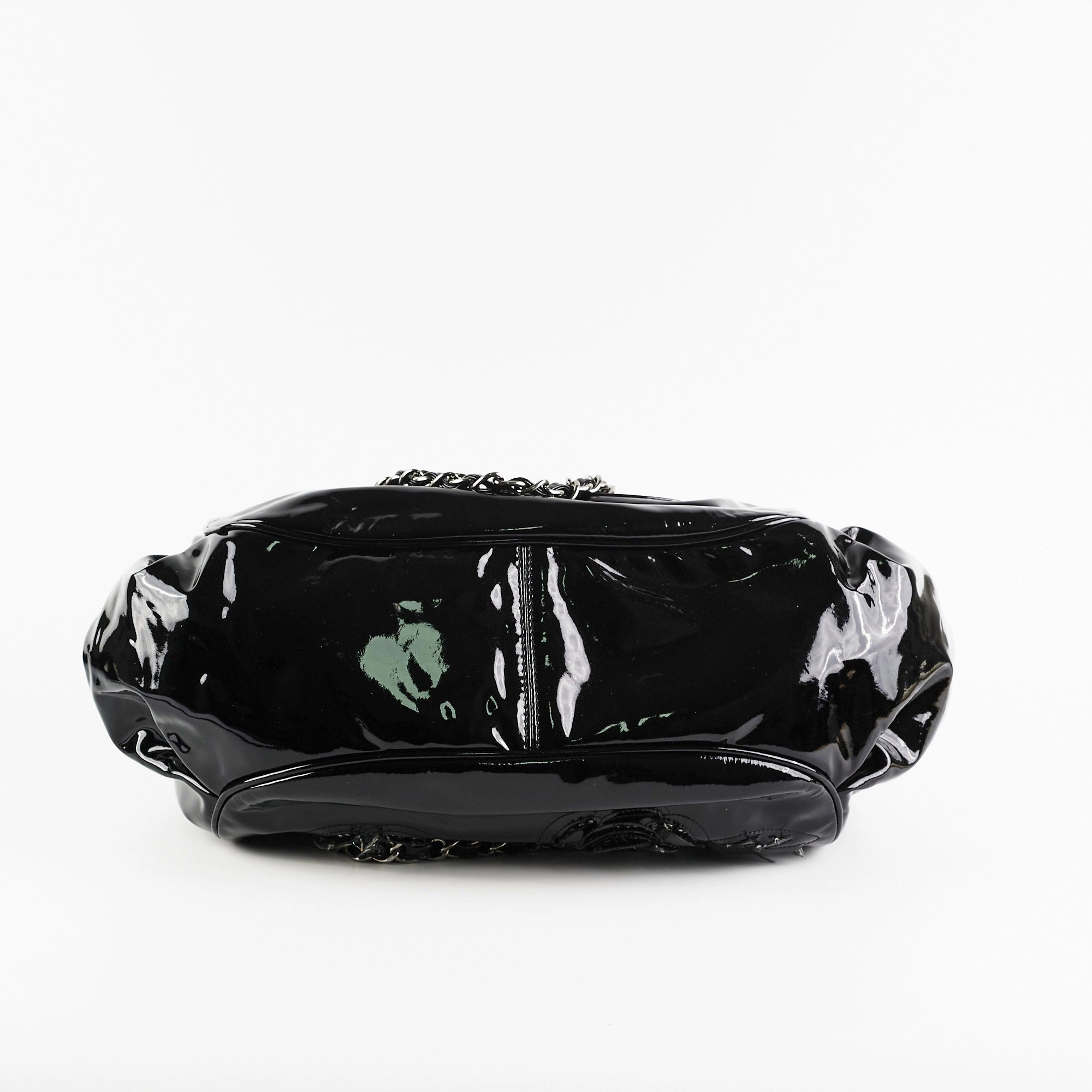 Chanel Camelia Patent Leather Tote Bag Black