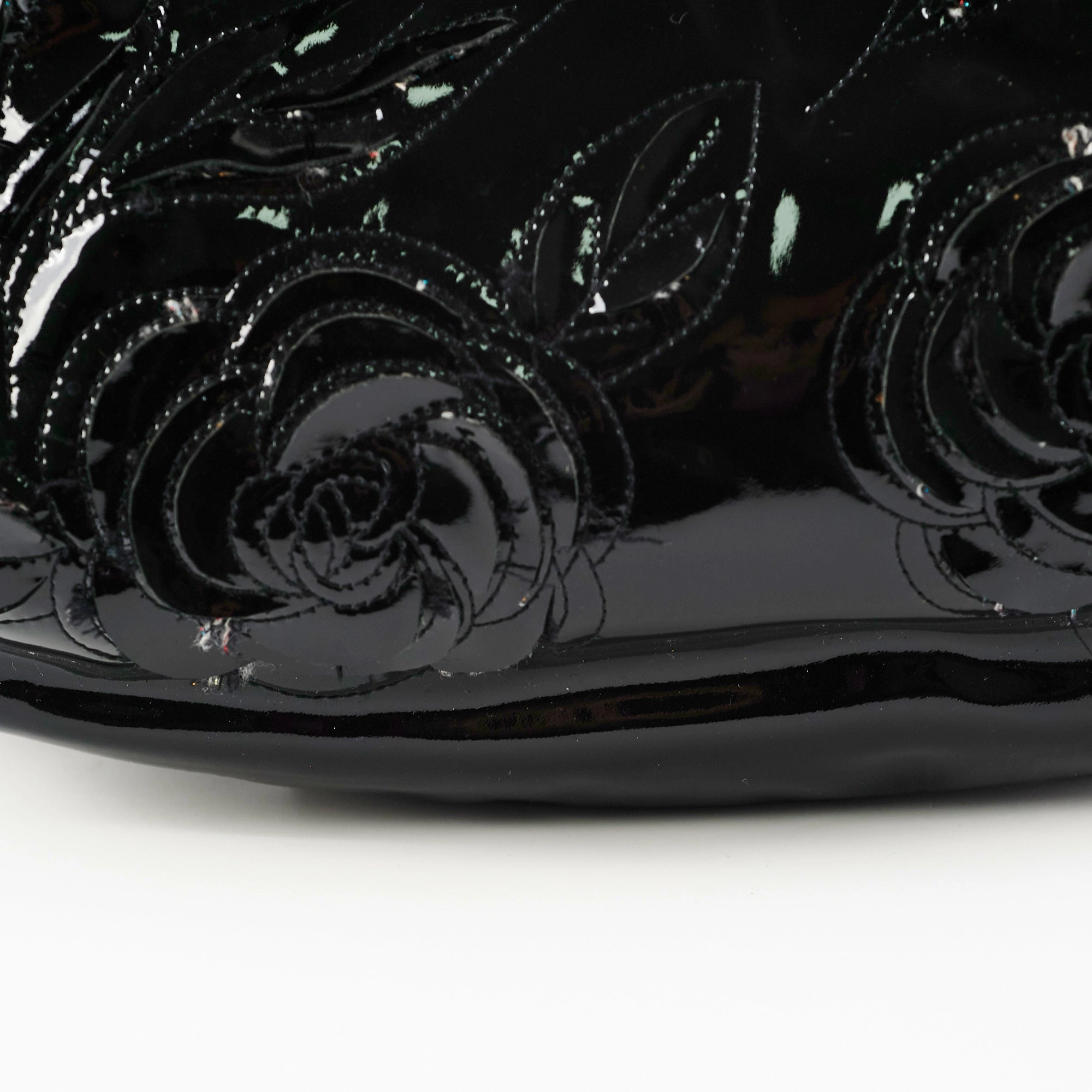 Chanel Camelia Patent Leather Tote Bag Black